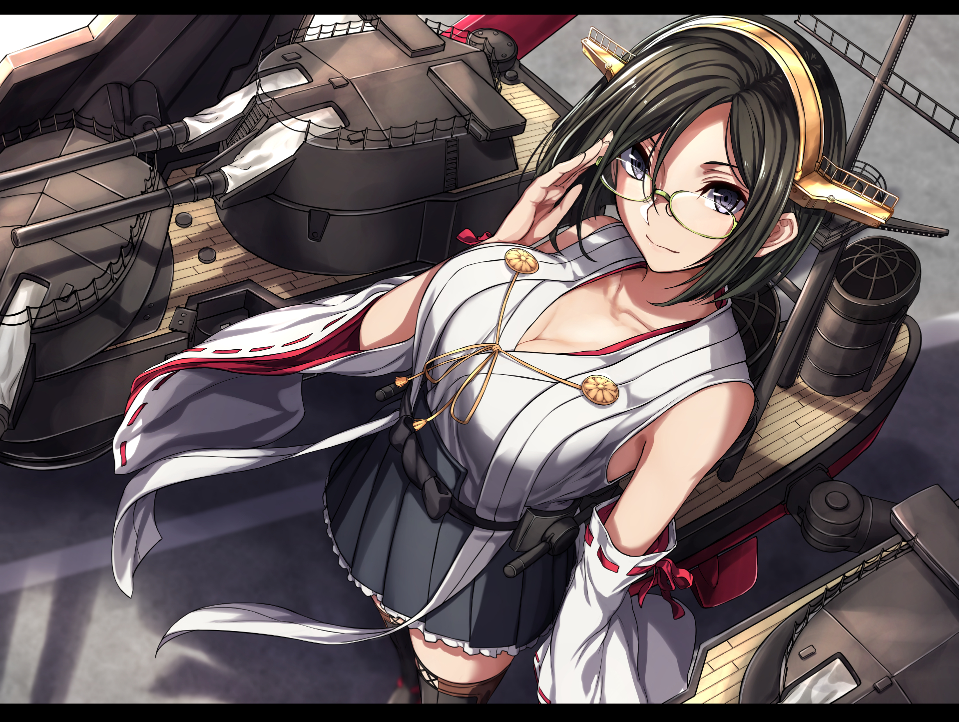 Kirishima from Kancolle on a Battleship HD Wallpaper