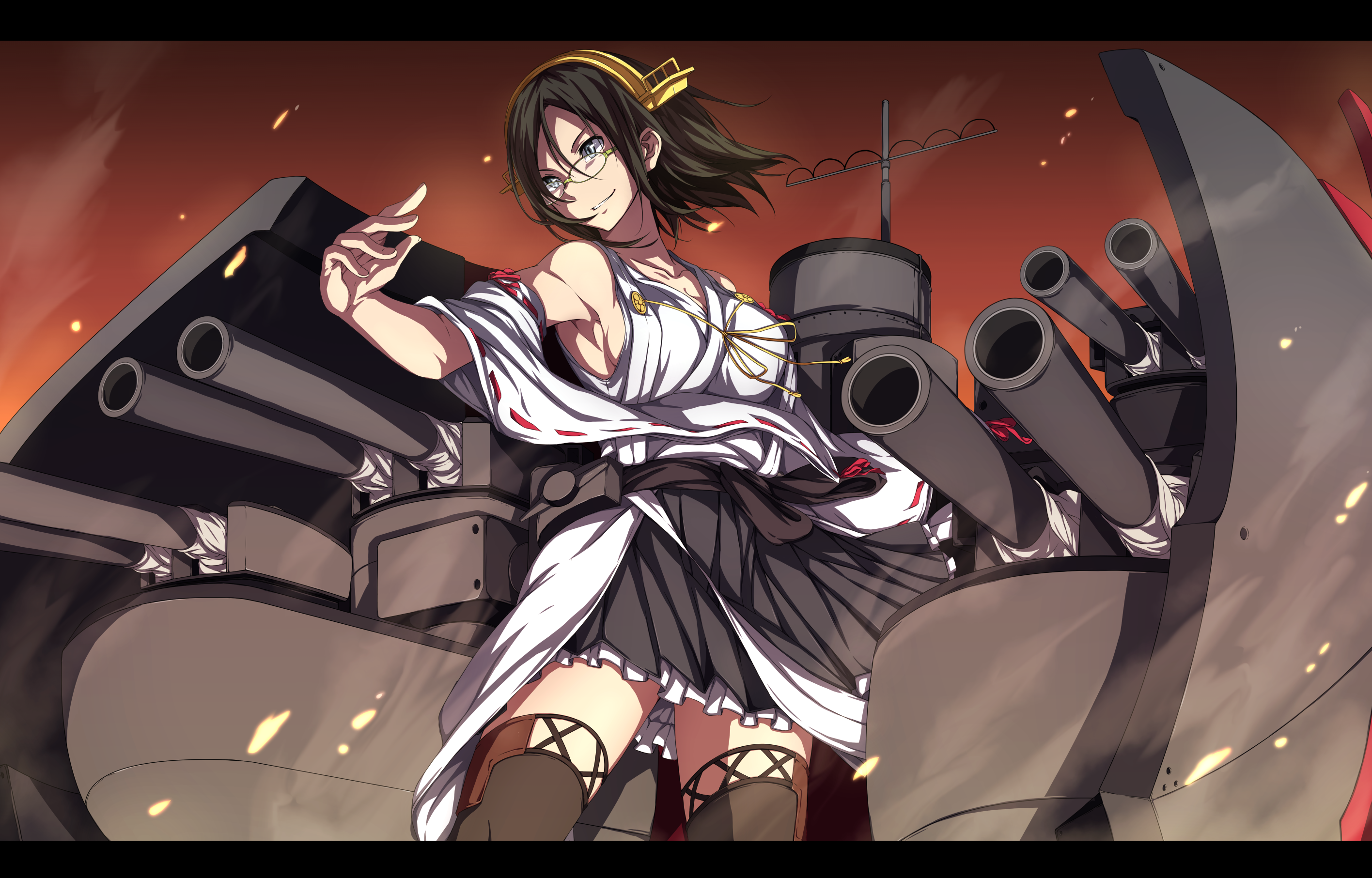 Kirishima from Kancolle on a Battleship HD Wallpaper