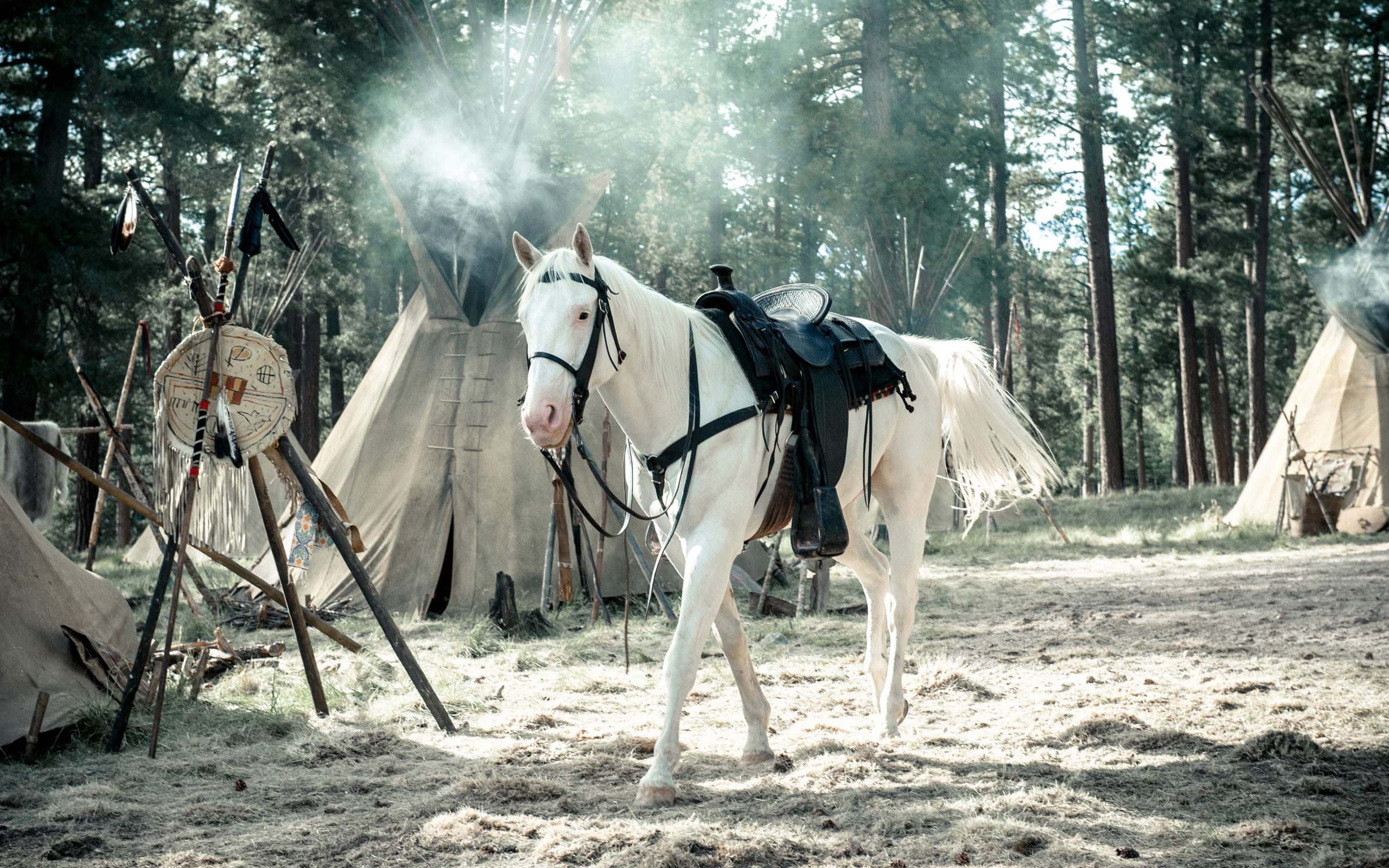 The Lone Ranger White Horse and Tipi Camp HD Wallpaper
