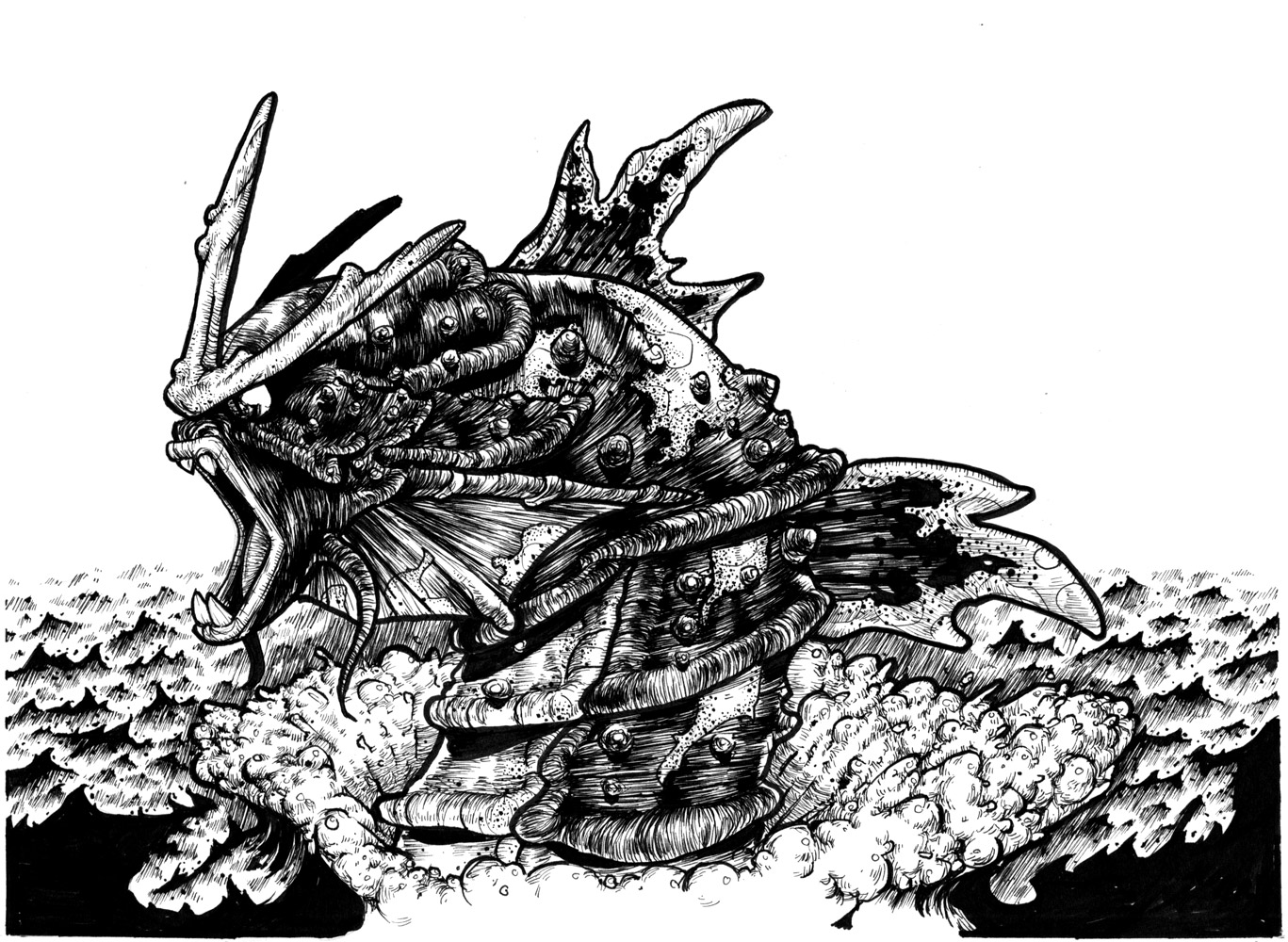 Gyarados from Pokemon in rough seas HD Wallpaper