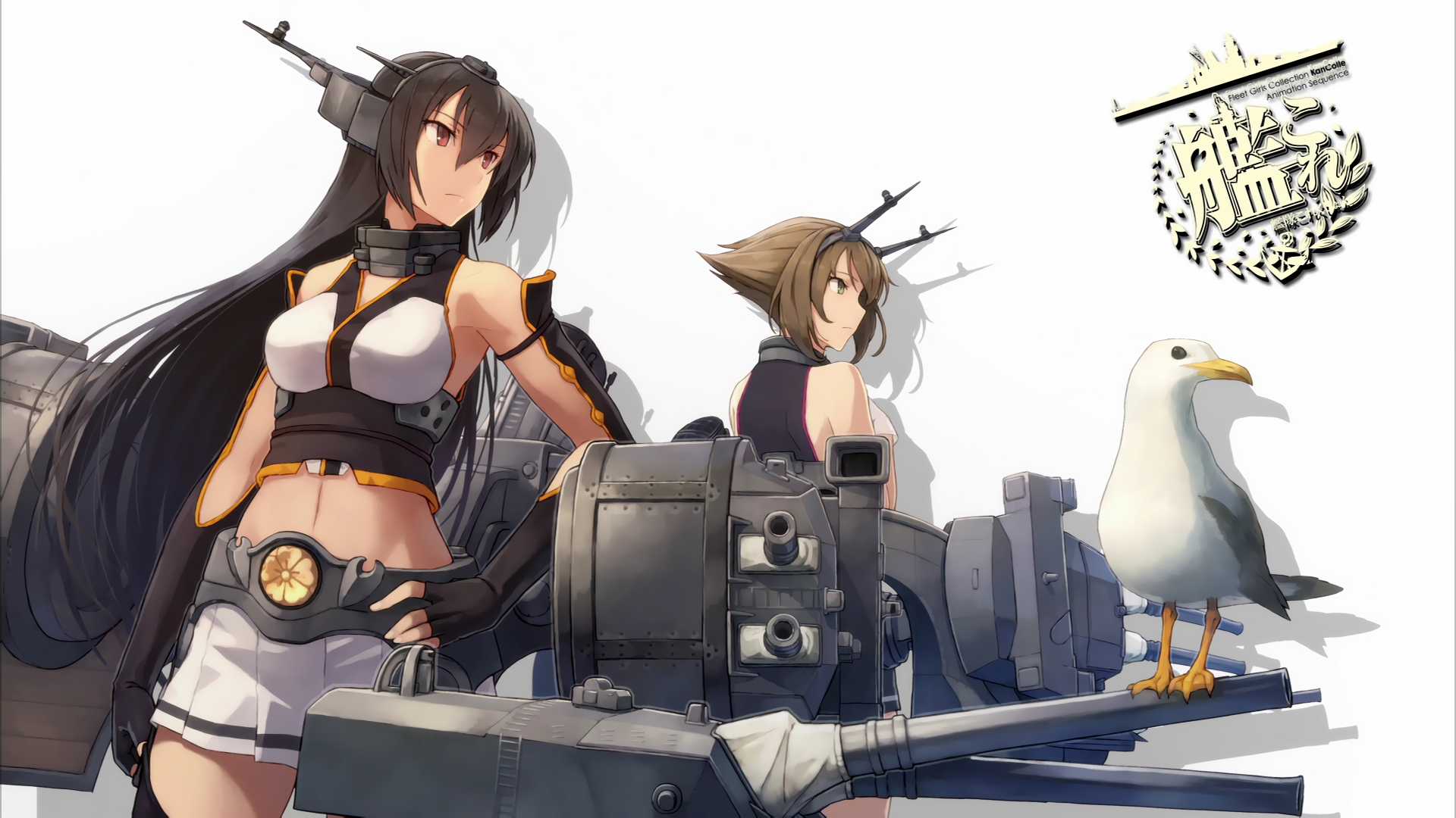 Nagato from Kancolle with a seagull HD Wallpaper