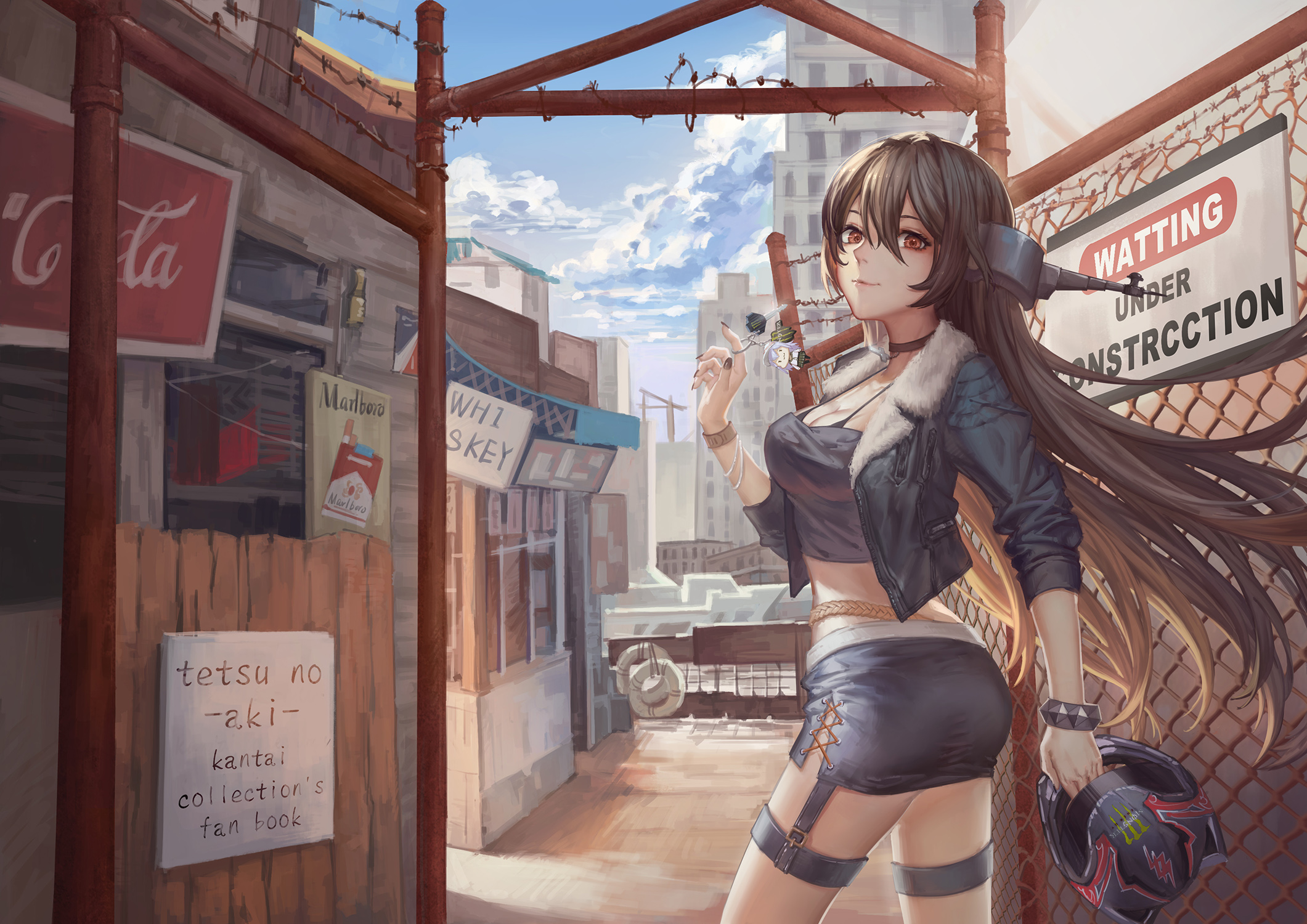 Nagato from Kancolle in an urban construction area HD Wallpaper