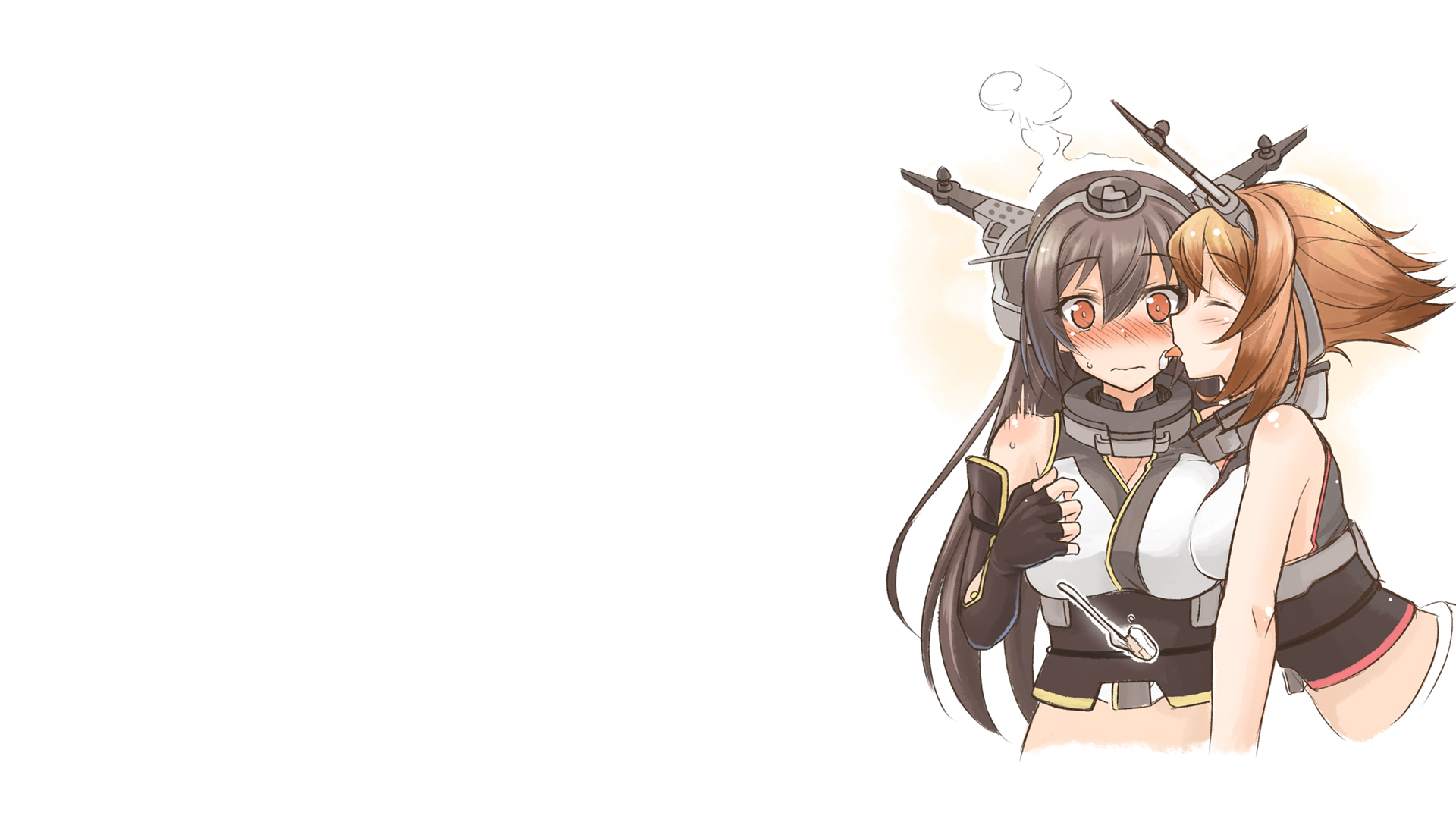 Nagato from Kancolle kissing another girl HD Wallpaper
