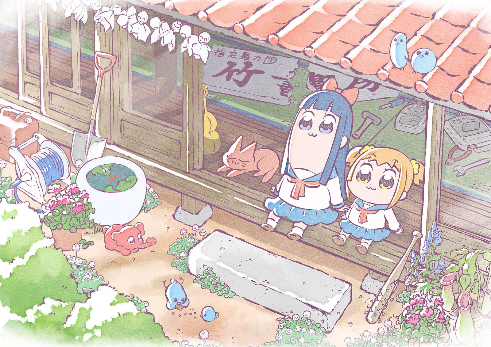 Popuko and Pipimi from Pop Team Epic HD Wallpaper