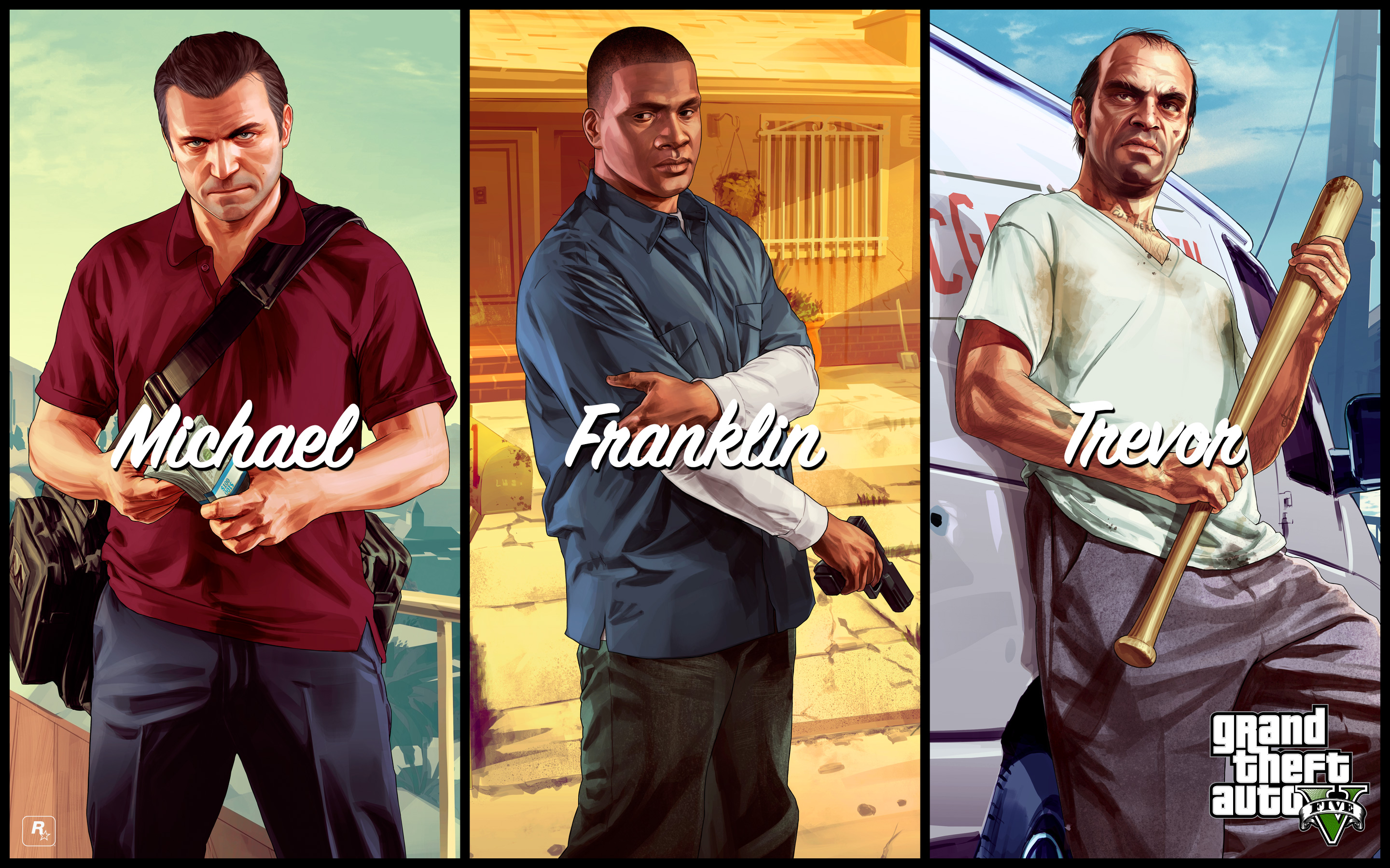 Michael, Franklin, and Trevor from Grand Theft Auto V HD Wallpaper