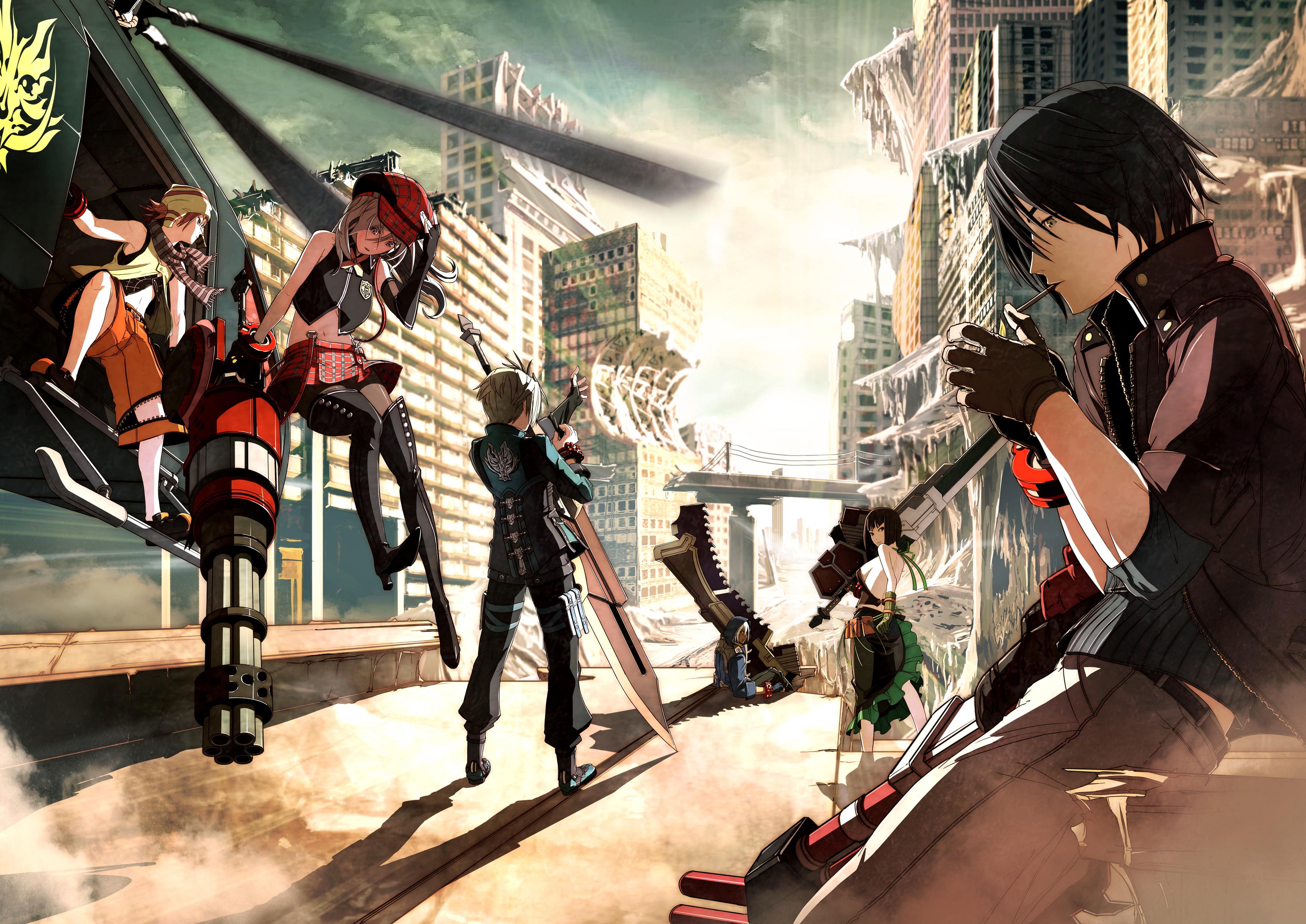 Alisa Illinichina Amiella and allies in a ruined city HD Wallpaper