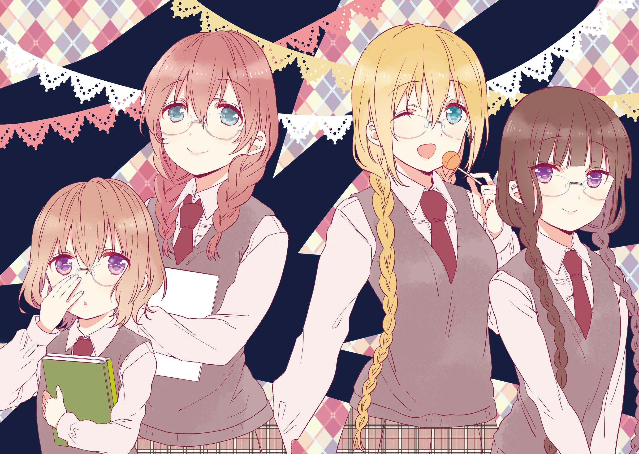 Kaho Hinata and friends in school uniforms HD Wallpaper
