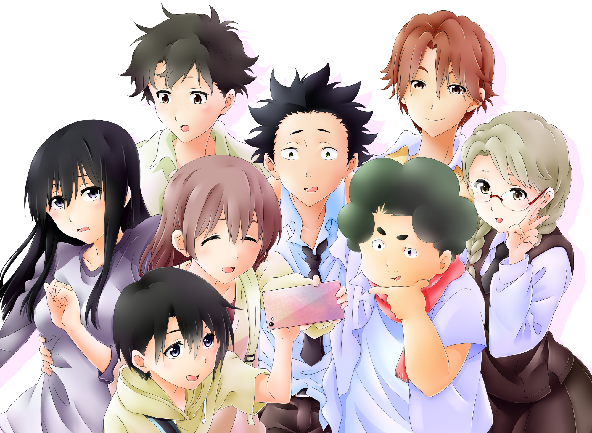 Koe no Katachi characters taking a selfie HD Wallpaper