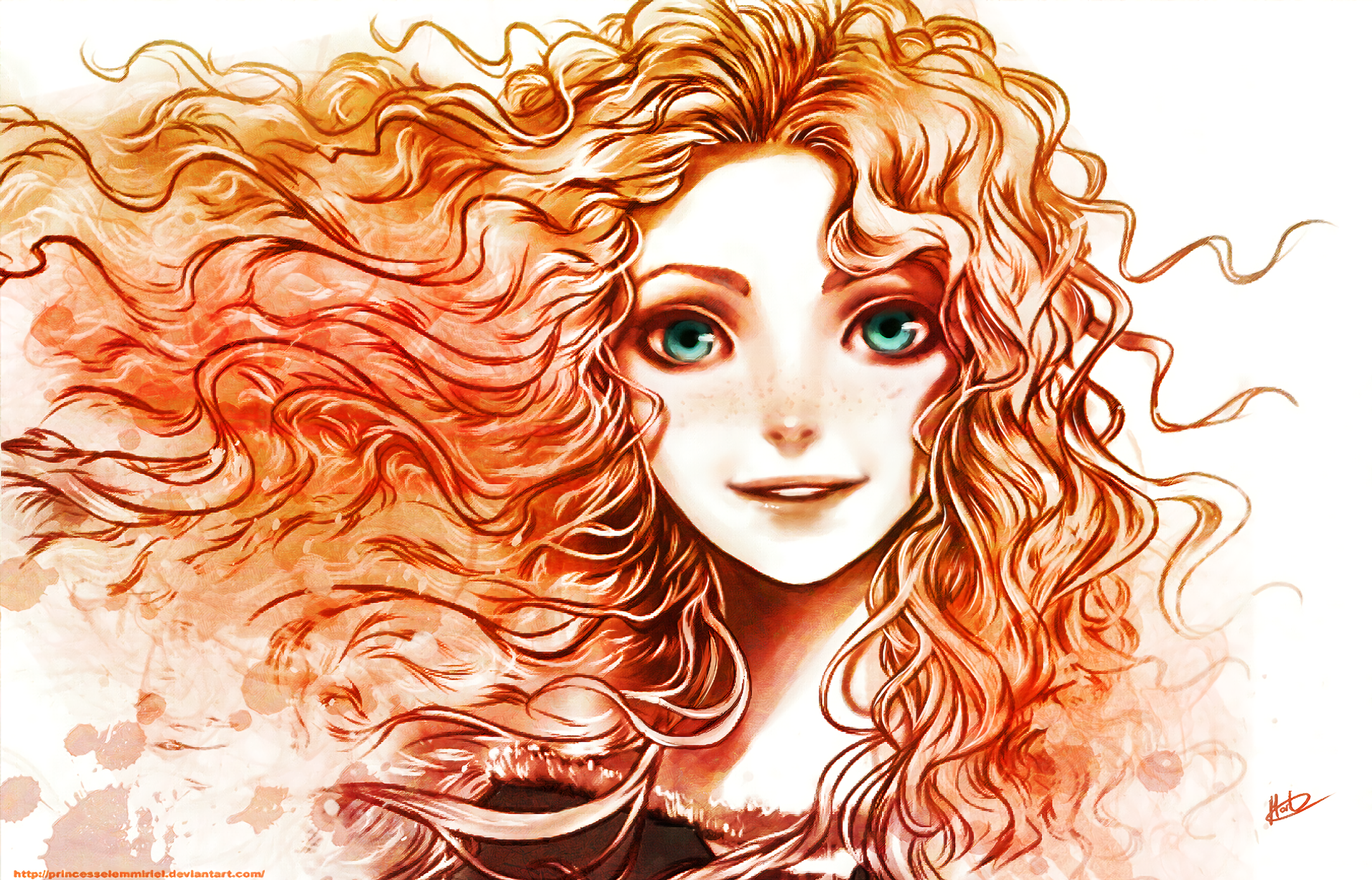 Merida from Brave with flowing red hair HD Wallpaper