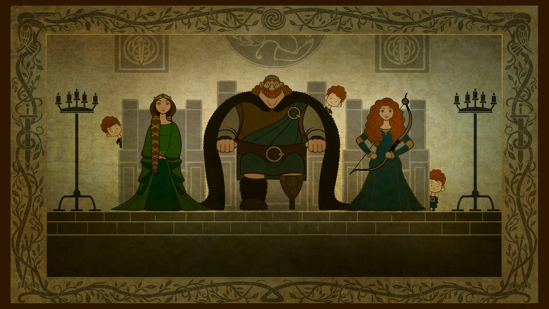 Merida from Brave with her family HD Wallpaper