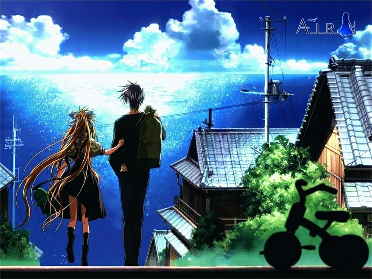 Yukito Kunisaki and girl by the sea HD Wallpaper