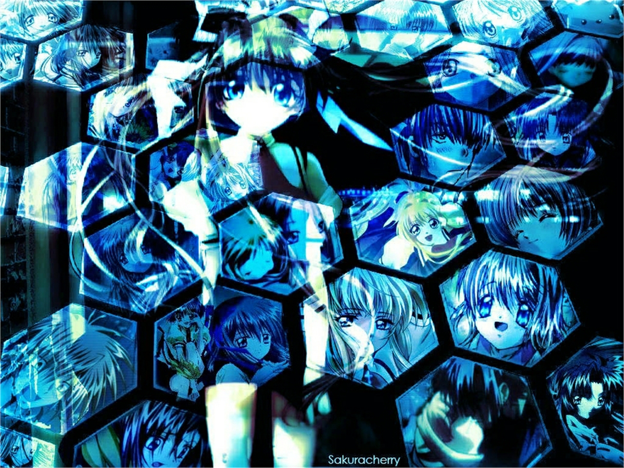 Anime girl collage HD Wallpaper