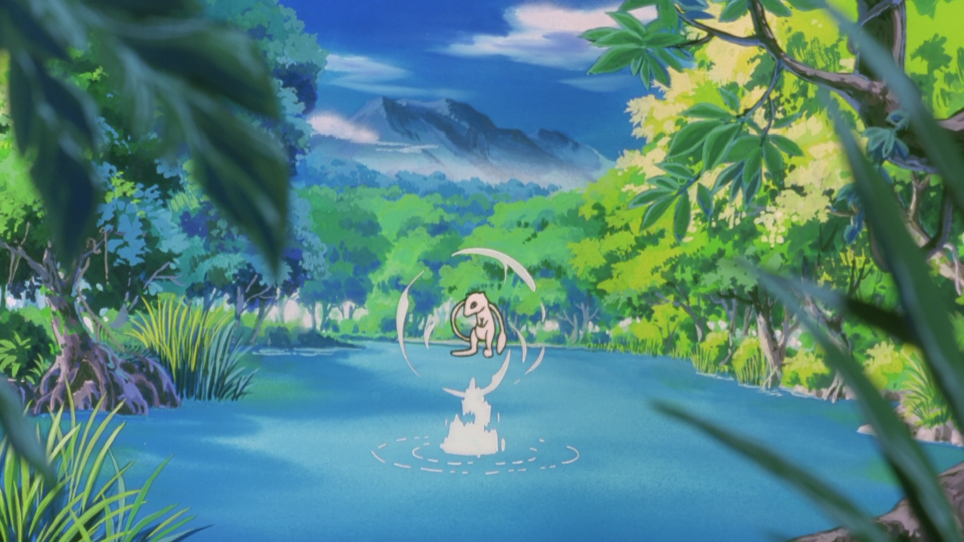 Mew from Pokémon in a river HD Wallpaper