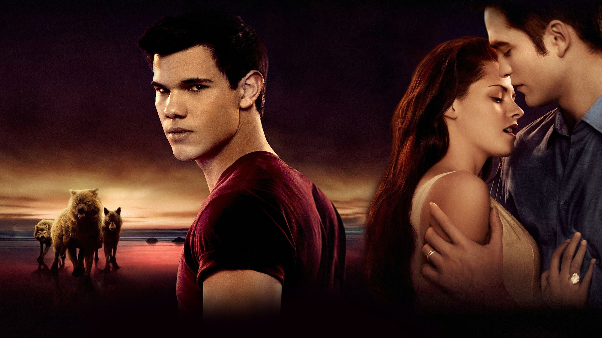 Jacob Black, Bella Swan, and Edward Cullen from Twilight HD Wallpaper