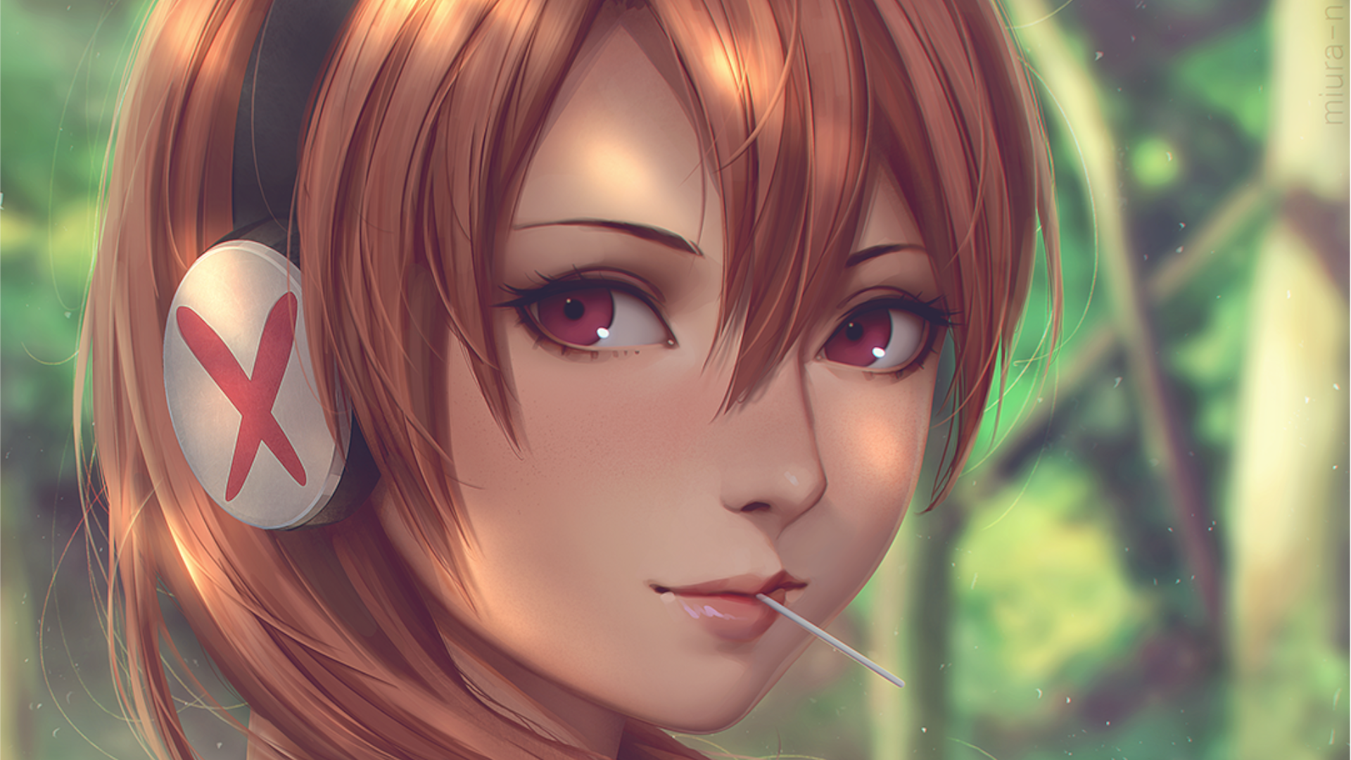Chelsea from Akame Ga Kill! with headphones and lollipop HD Wallpaper