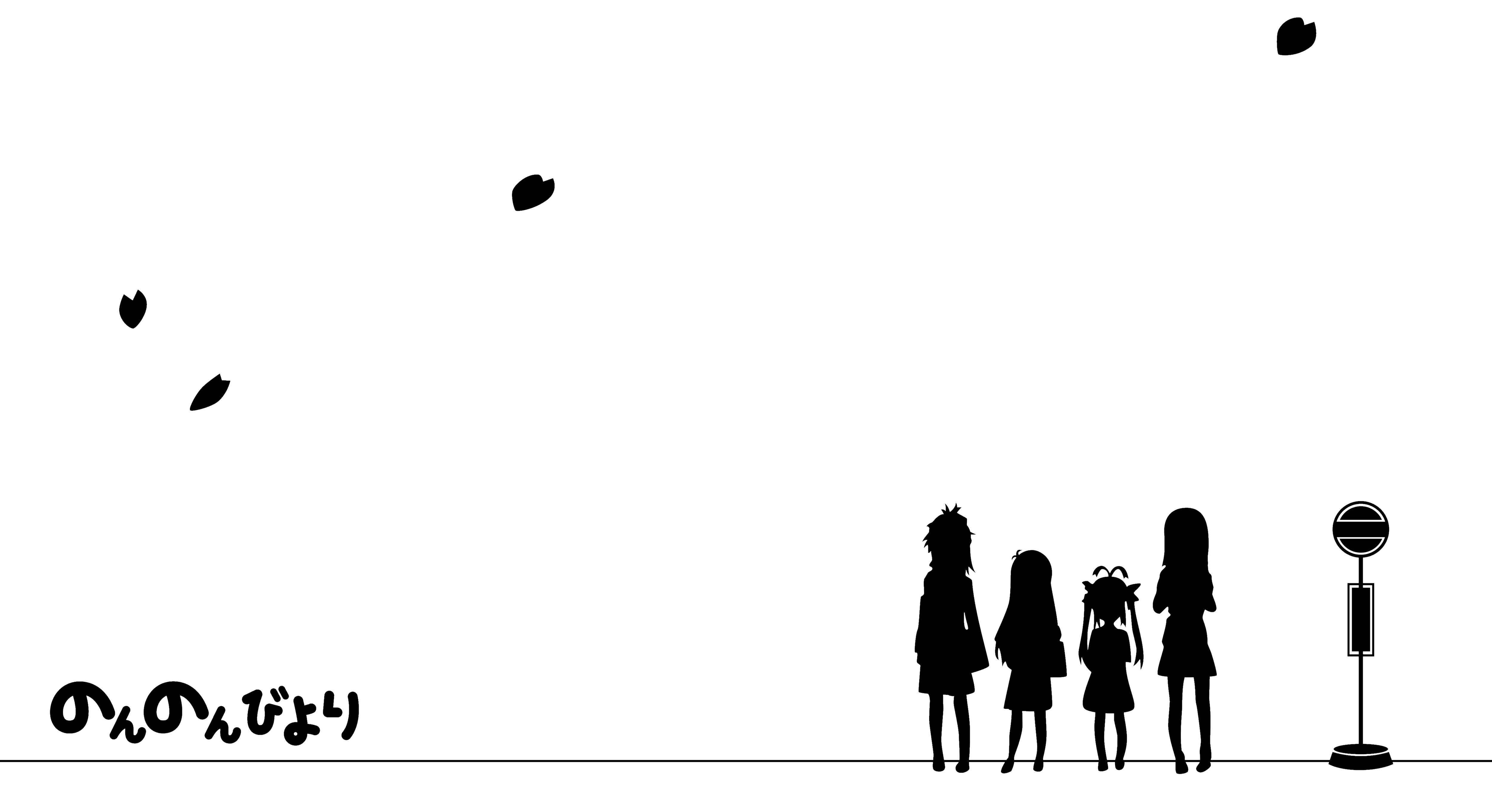 Non Non Biyori characters at a bus stop HD Wallpaper