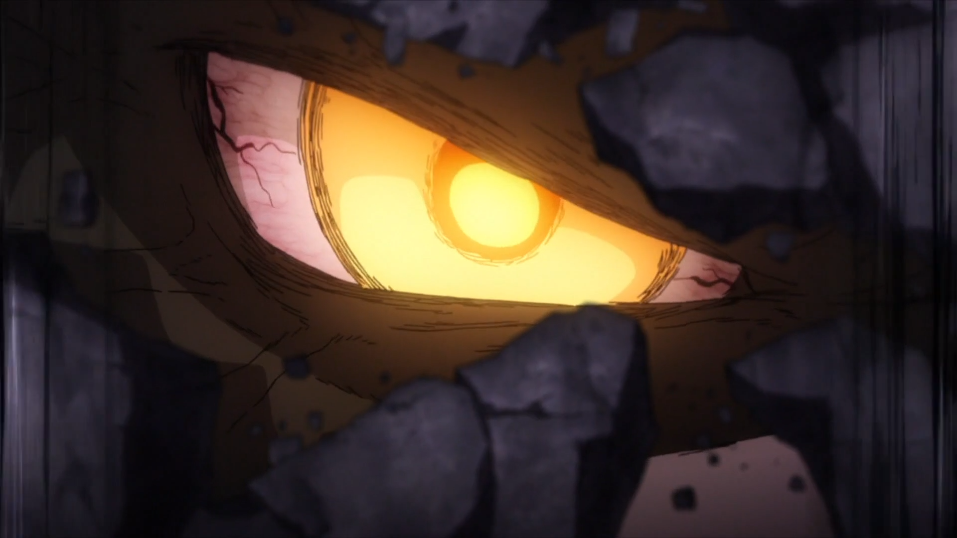 Momoshiki Ōtsutsuki's glowing eye breaking through stone HD Wallpaper