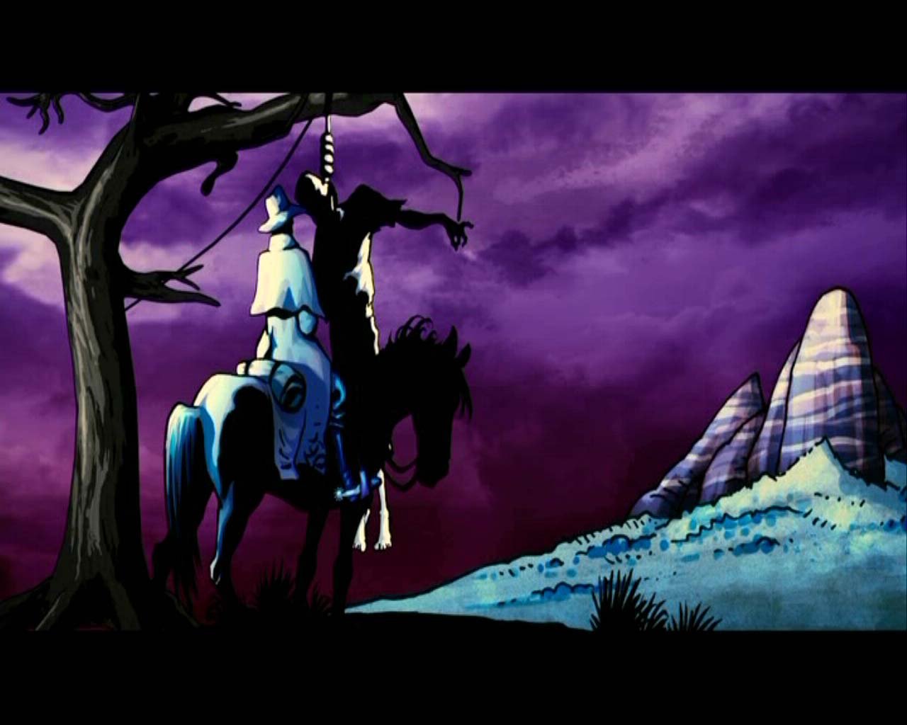 Jonah Hex on horseback with a hanged man HD Wallpaper