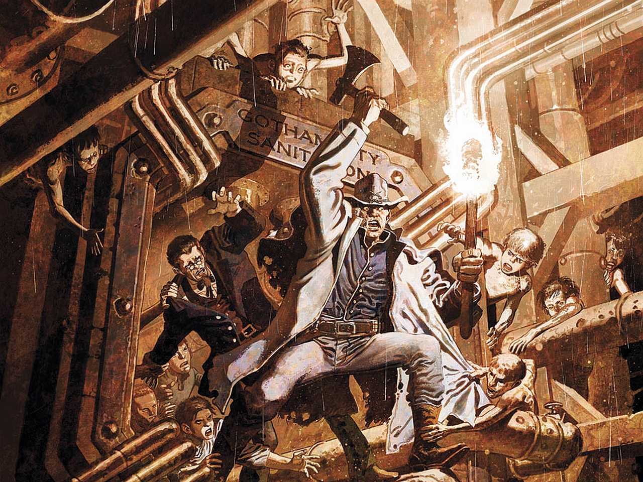 Jonah Hex fighting in Gotham's sewers HD Wallpaper