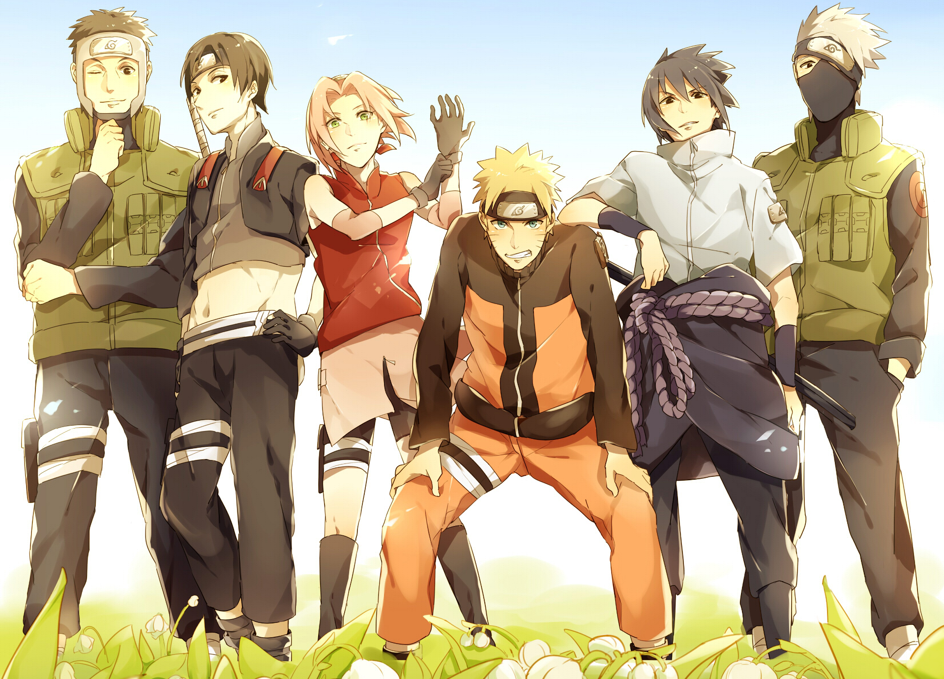 Naruto, Sasuke, Sakura, Sai, Yamato, and Kakashi from Naruto HD Wallpaper