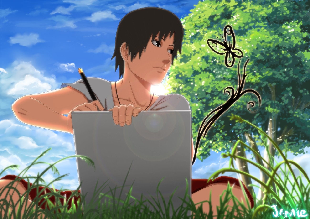Sai from Naruto drawing a butterfly HD Wallpaper