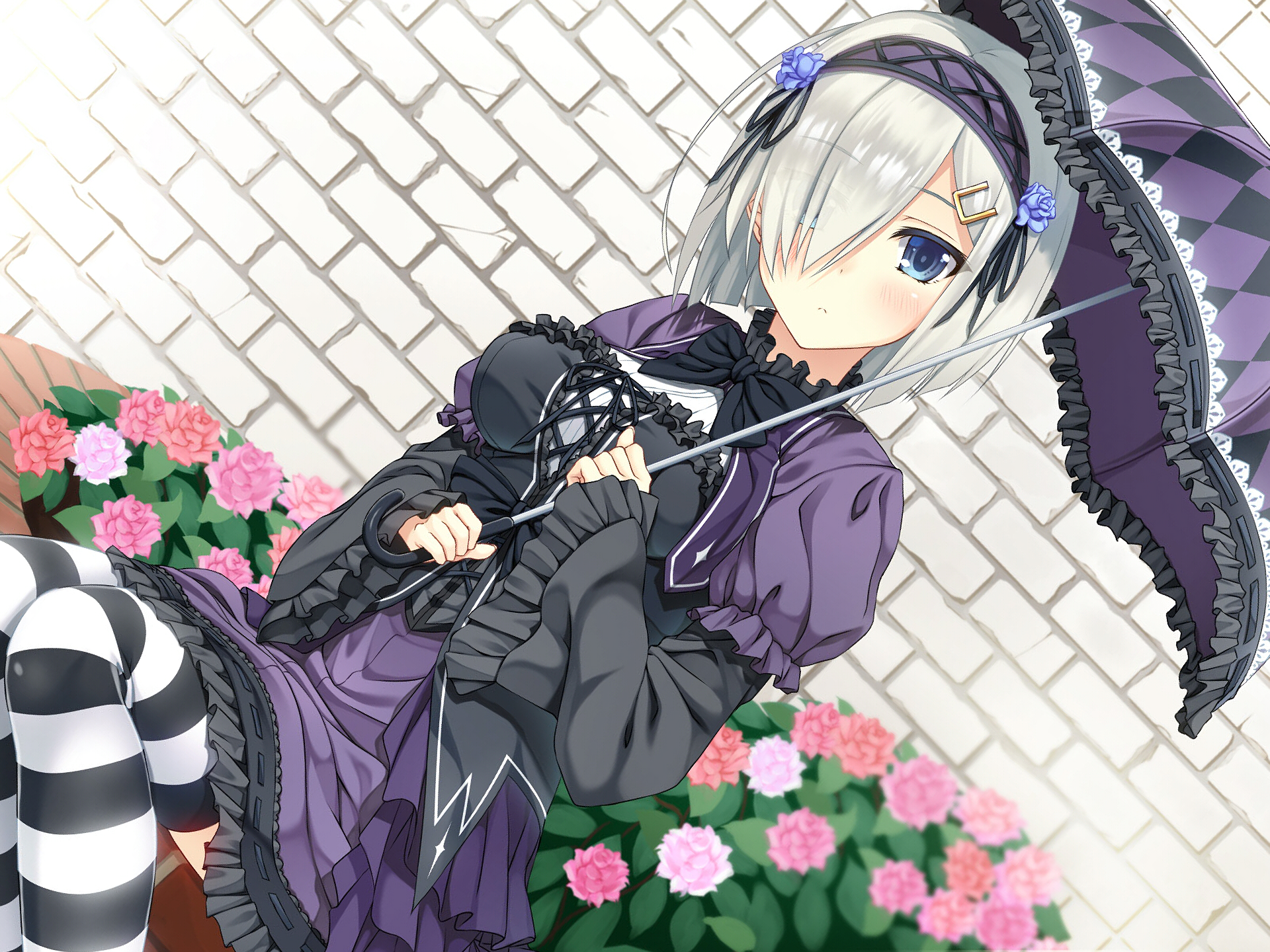 Hamakaze from Kantai Collection holding an umbrella HD Wallpaper