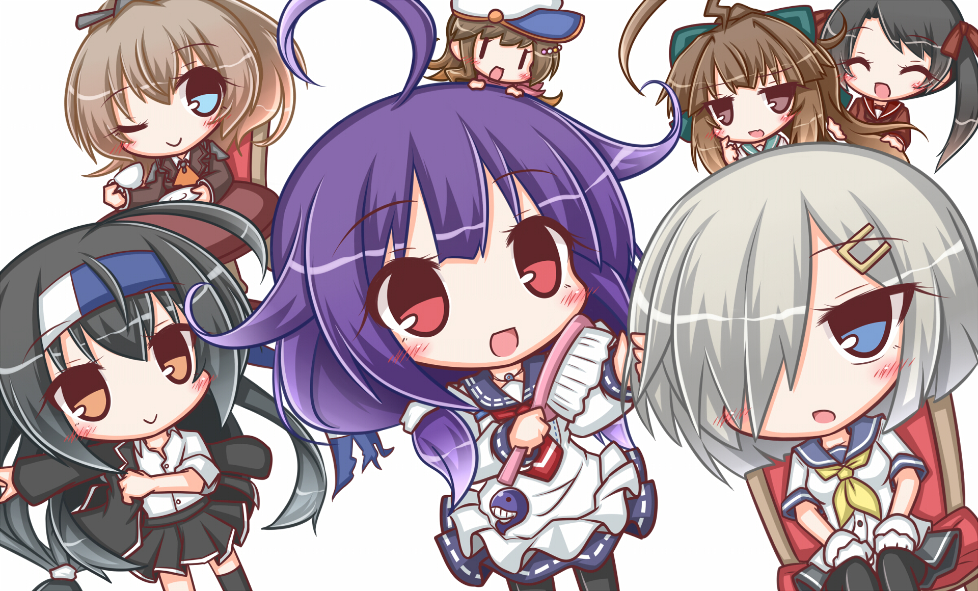 Chibi girls from Kantai Collection HD Wallpaper