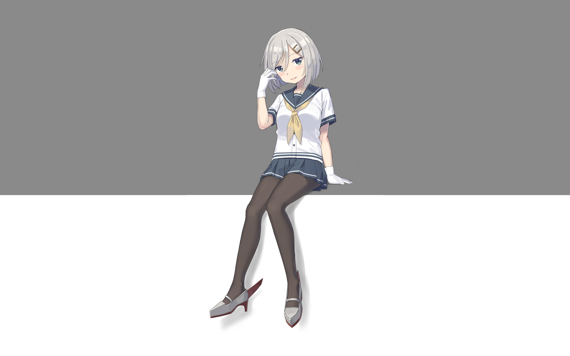 Hamakaze from Kancolle sitting HD Wallpaper