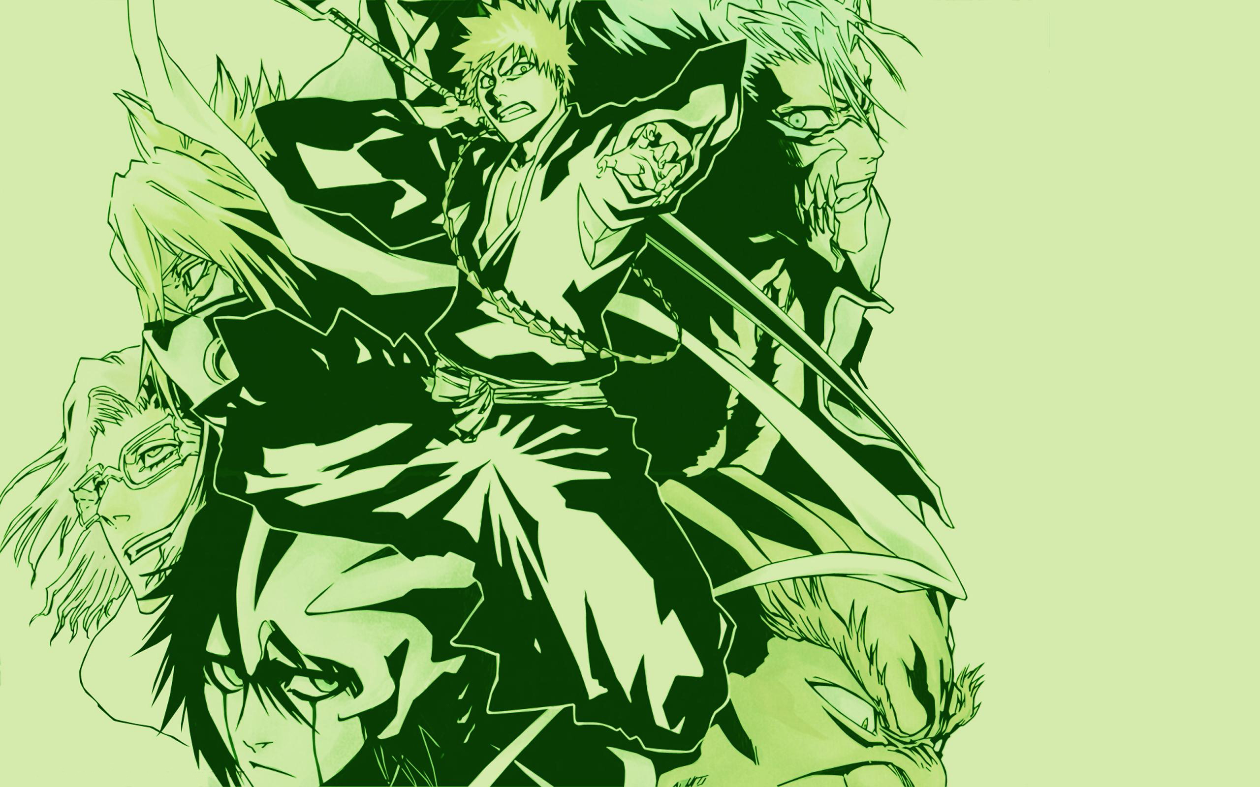 Bleach characters in green and dark green illustration HD Wallpaper