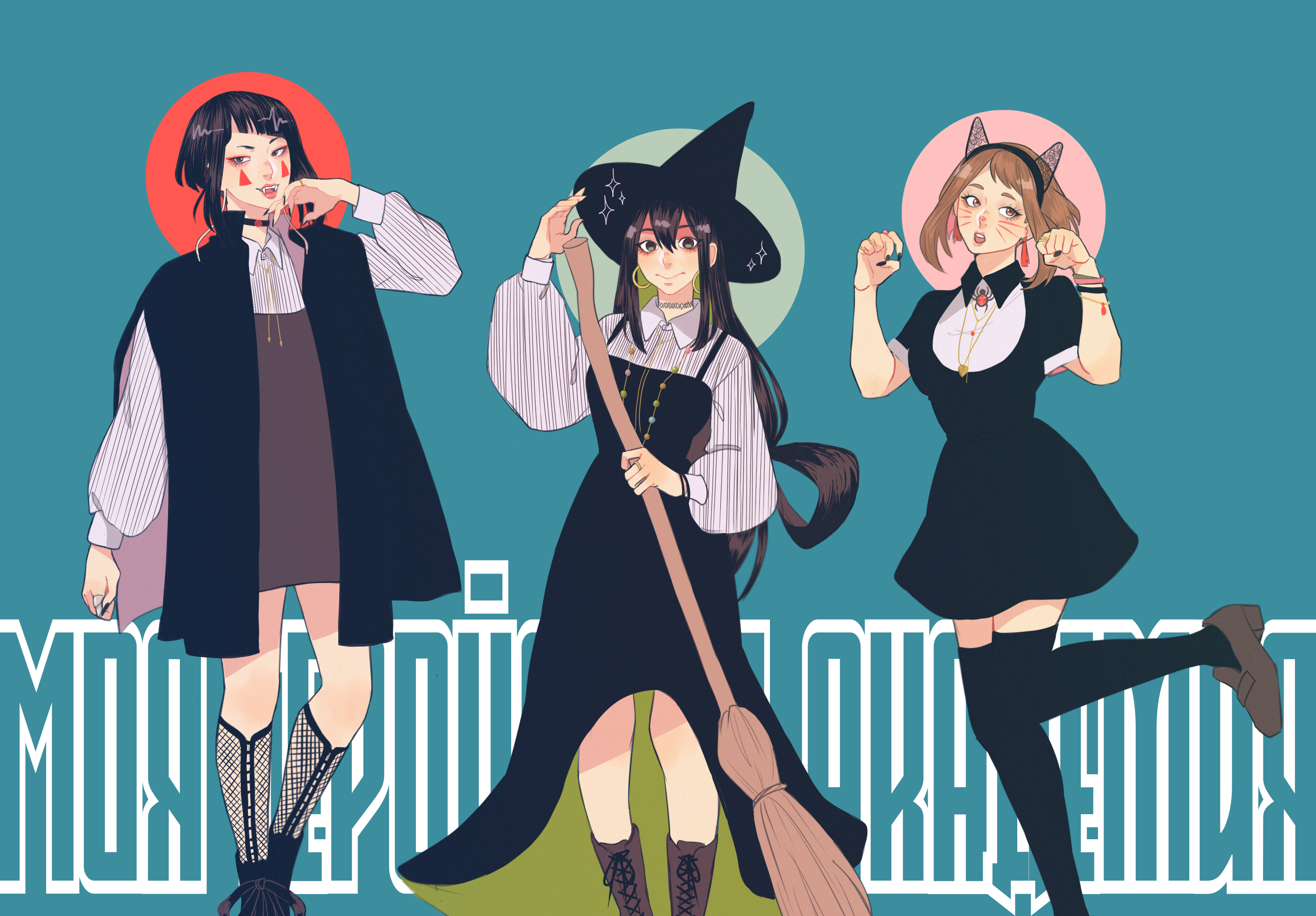 Kyouka Jirou and friends in Halloween costumes HD Wallpaper