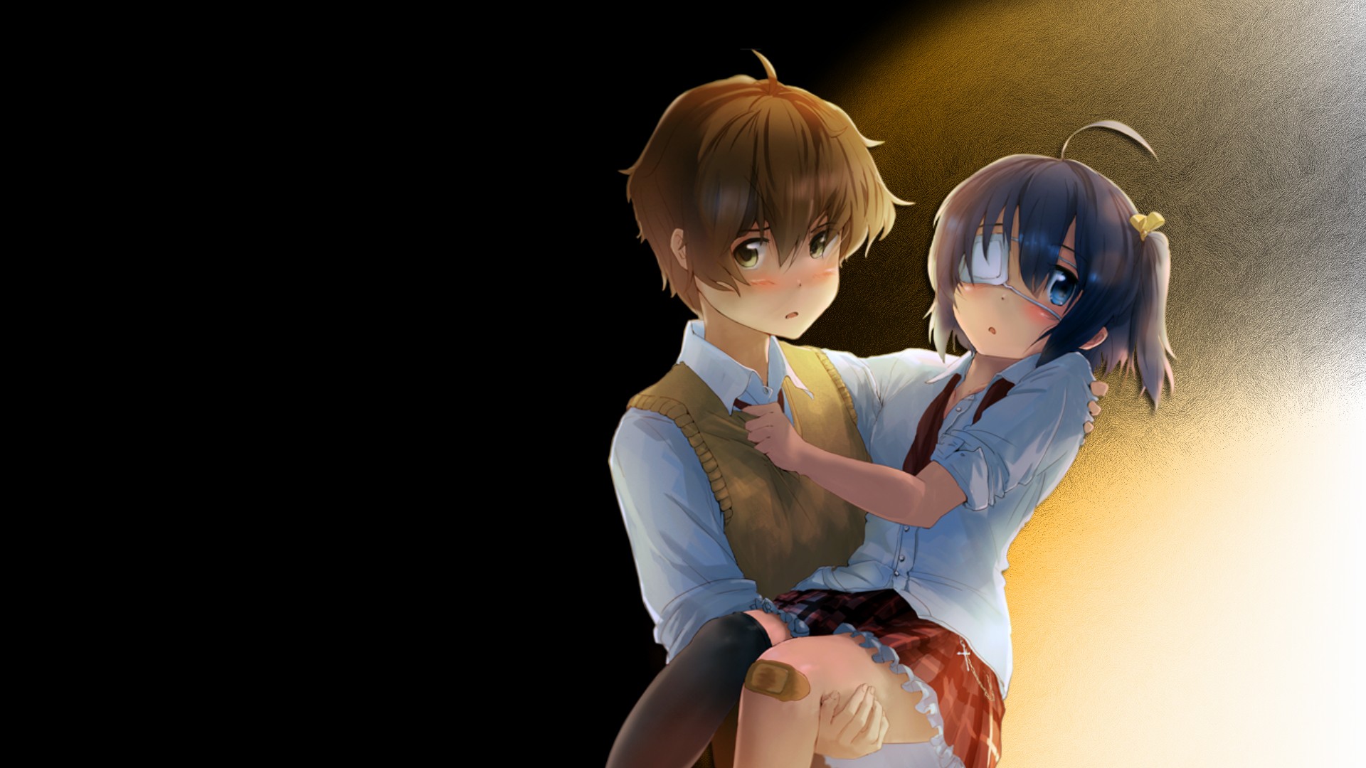 Yūta Togashi carrying Rikka Takanashi HD Wallpaper