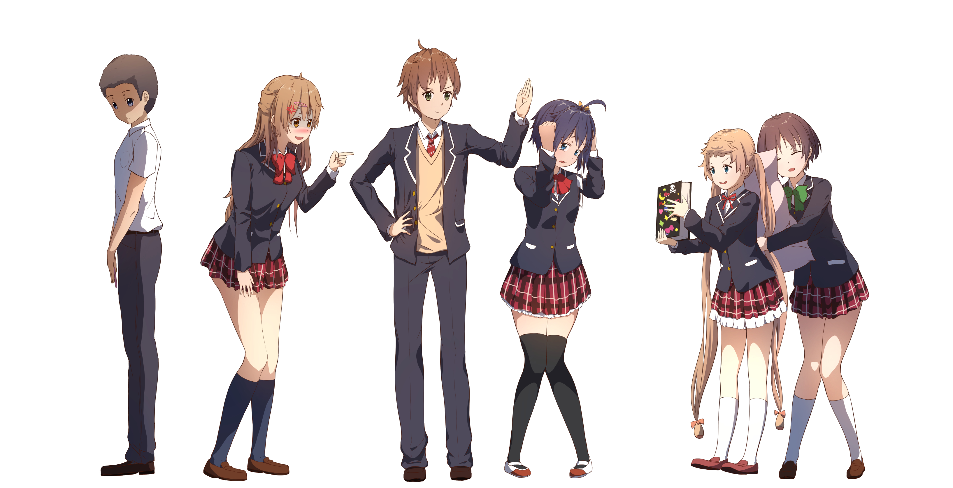 Yūta Togashi and friends in school uniforms HD Wallpaper