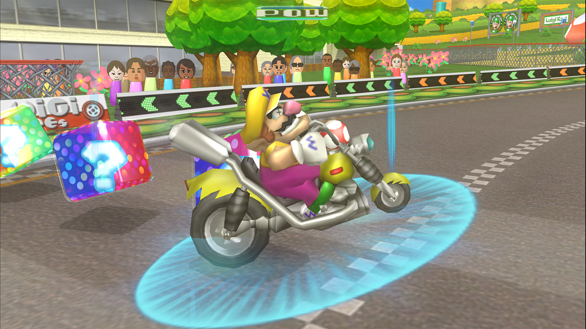 Wario on a motorcycle in Mario Kart HD Wallpaper