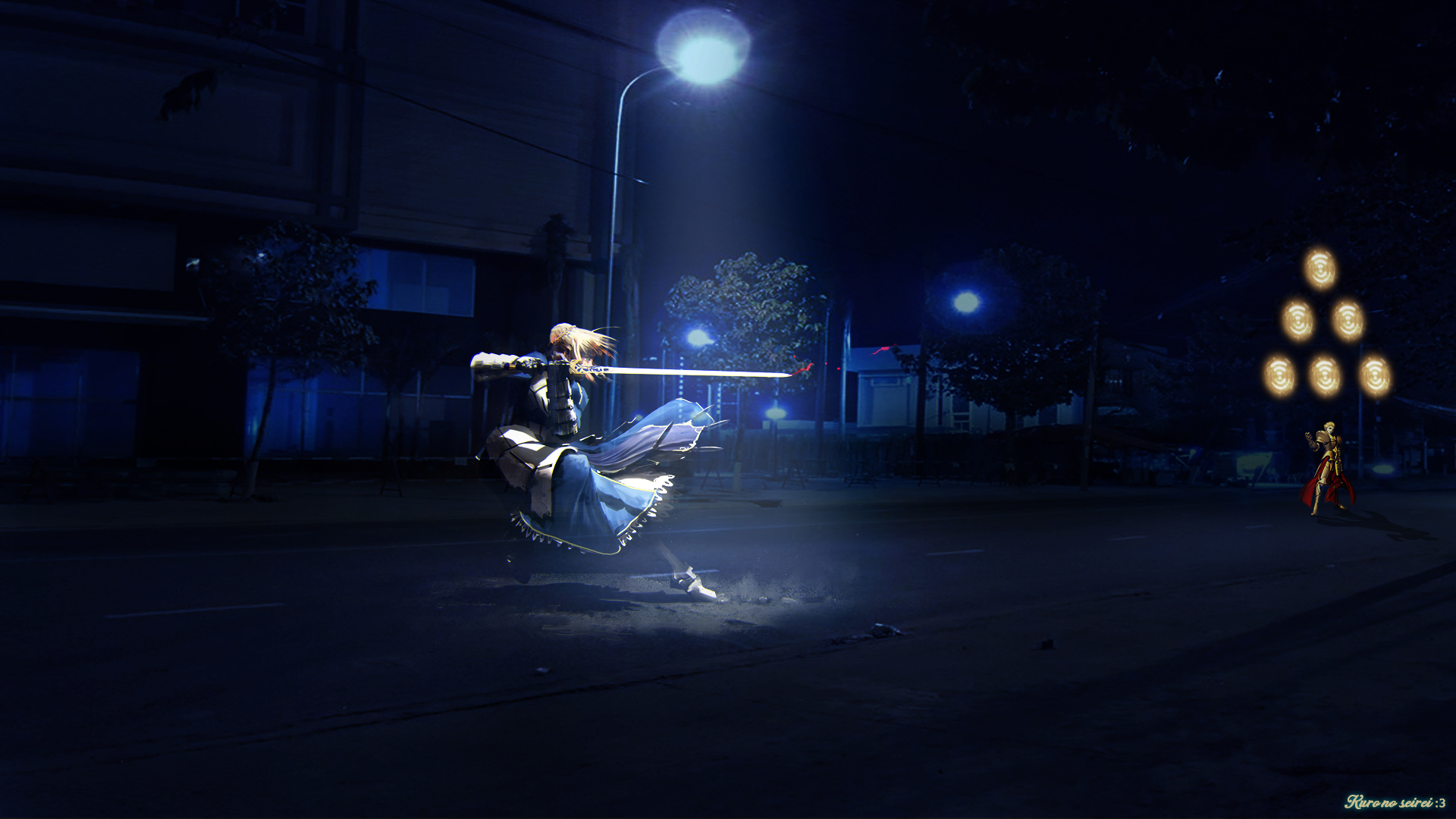 Archer from Fate/Zero in a street fight HD Wallpaper