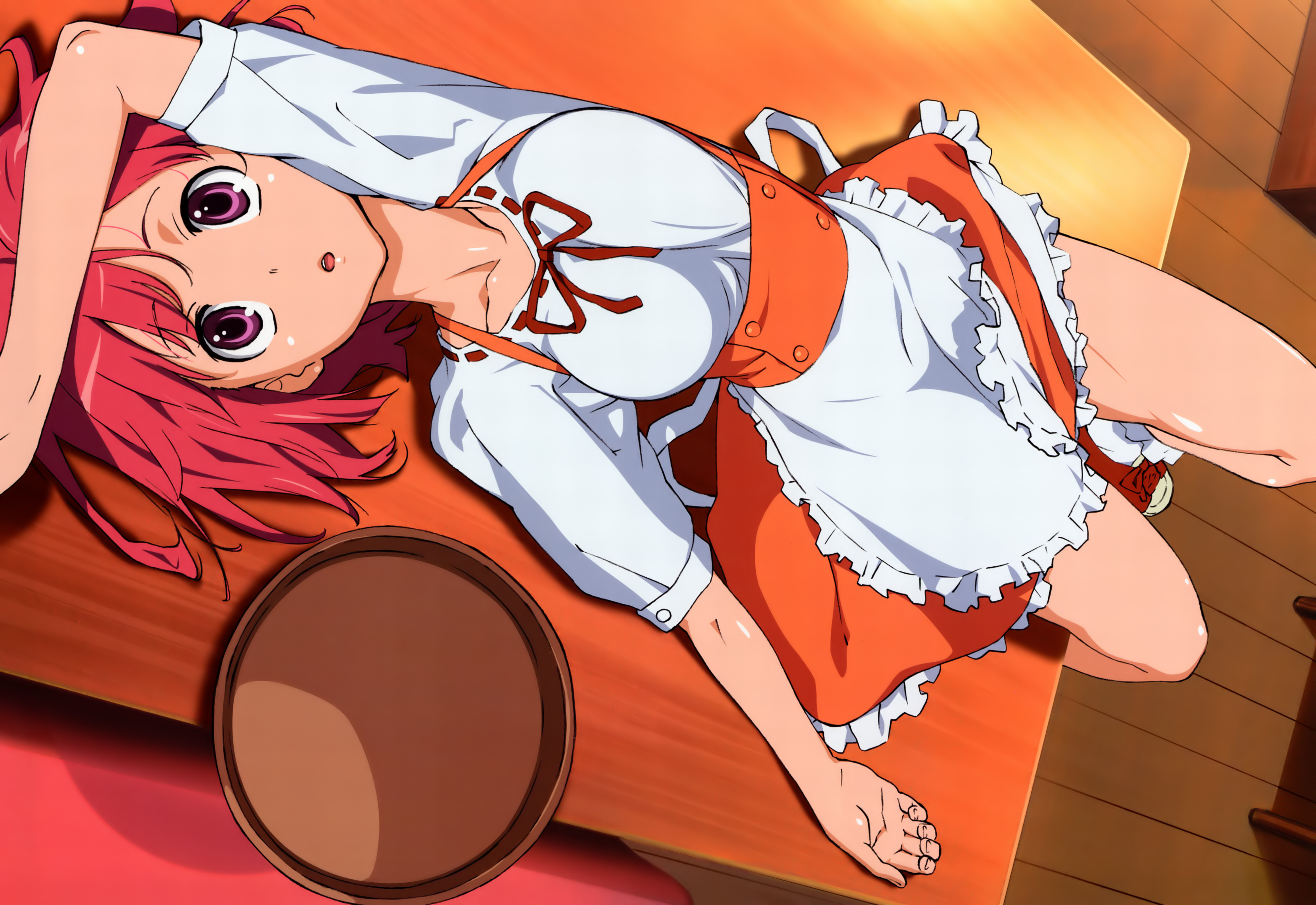 Minori Kushieda lying on a table HD Wallpaper