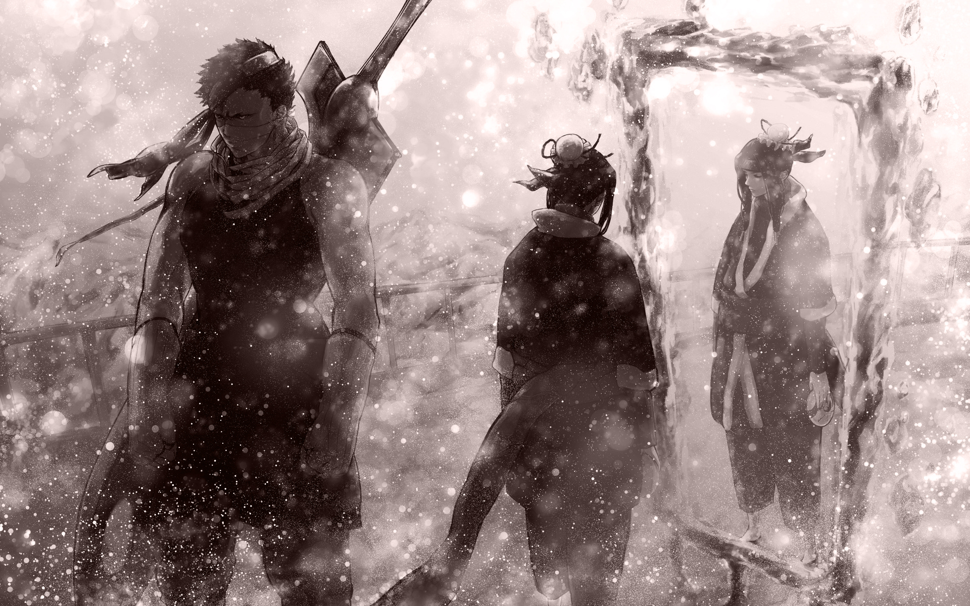 Zabuza Momochi and two others in a snowy landscape HD Wallpaper