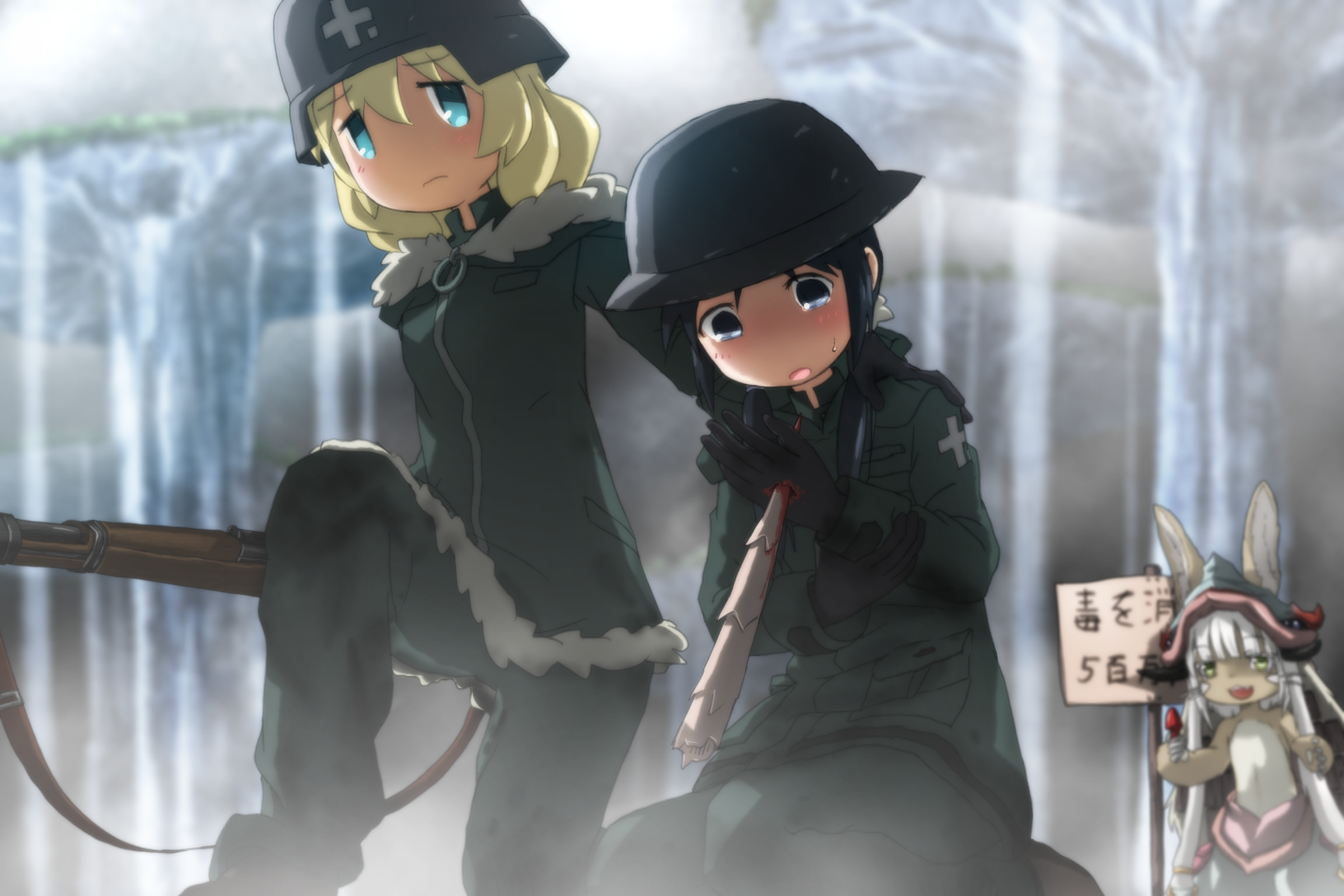 Nanachi from Made in Abyss with injured soldiers HD Wallpaper