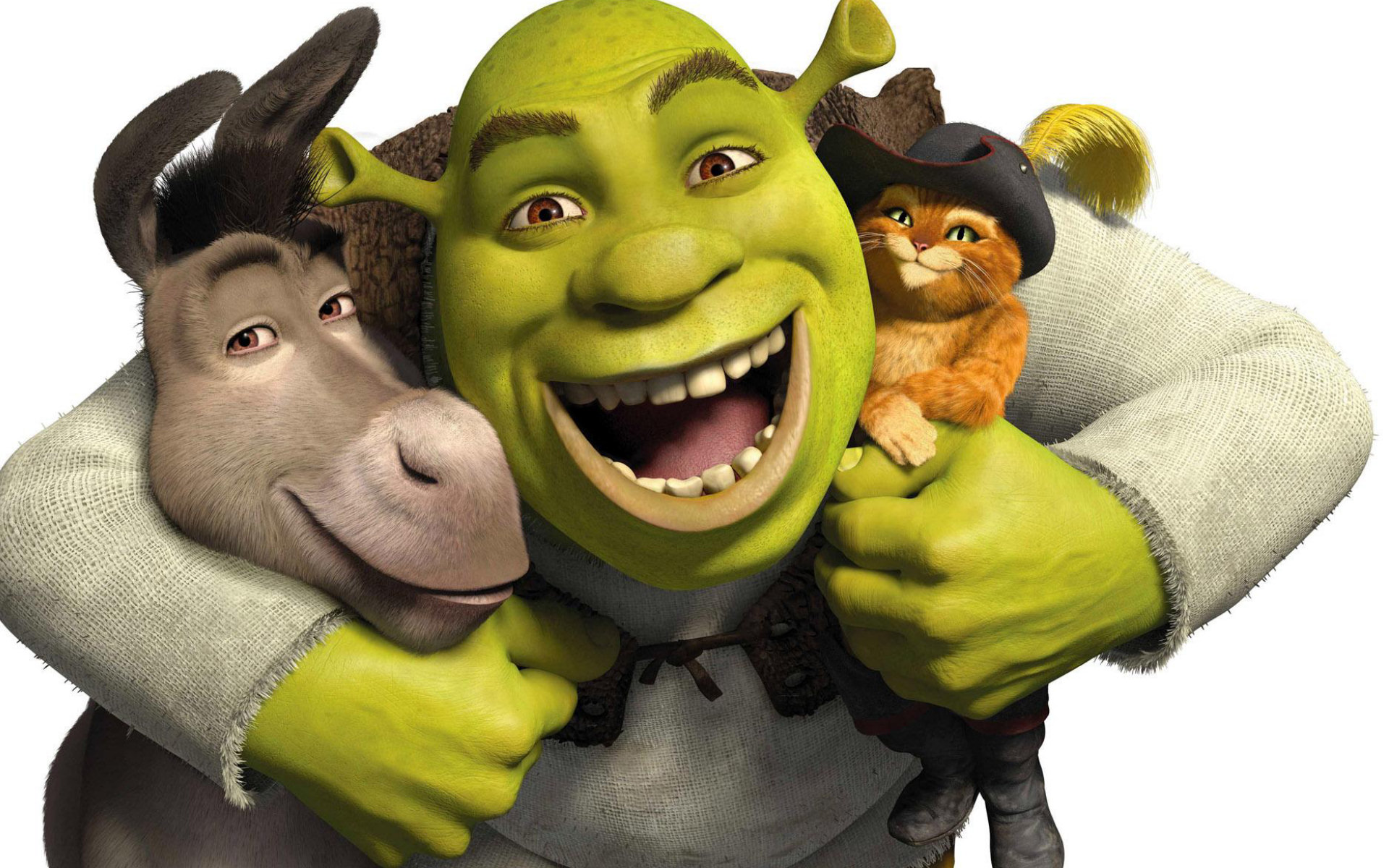 Shrek, Donkey, and Puss in Boots from Shrek HD Wallpaper