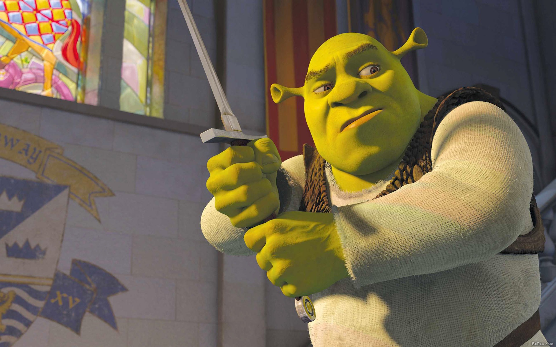 Shrek holding a sword HD Wallpaper