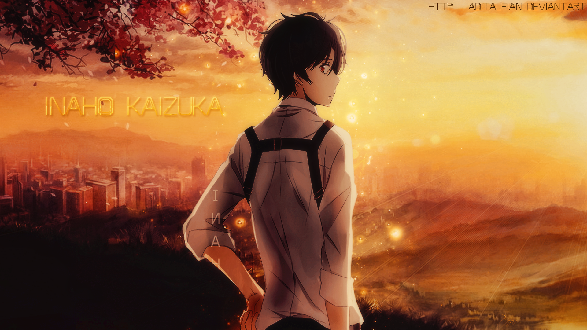 Inaho Kaizuka standing in front of a city at sunset HD Wallpaper
