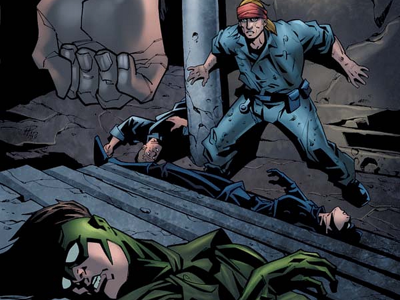 Green Hornet and allies defeated by a giant hand HD Wallpaper