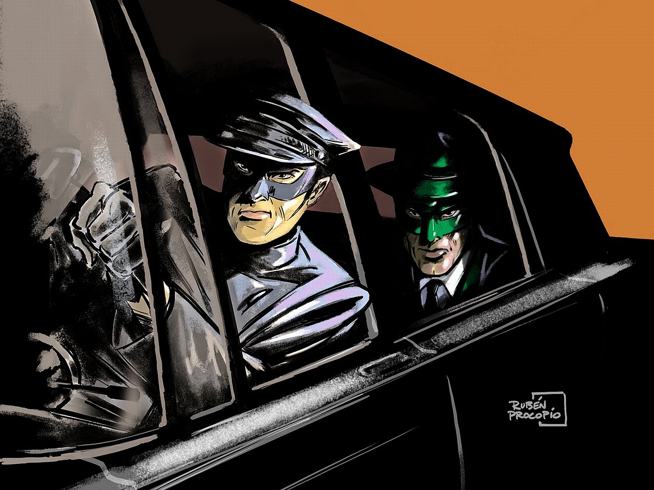 Green Hornet and Kato in a car HD Wallpaper