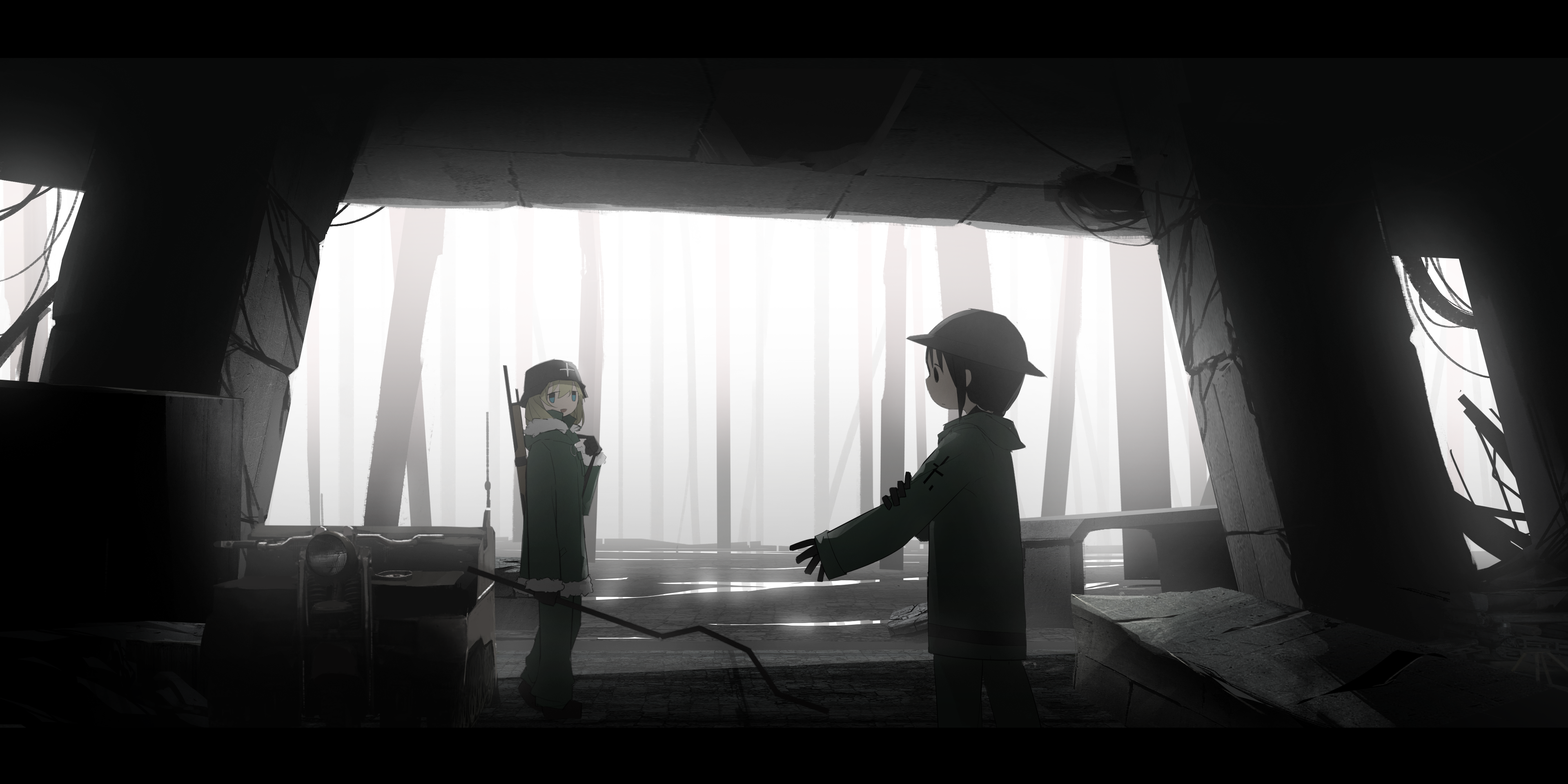 Yuuri from Girls Last Tour in a ruined forest HD Wallpaper
