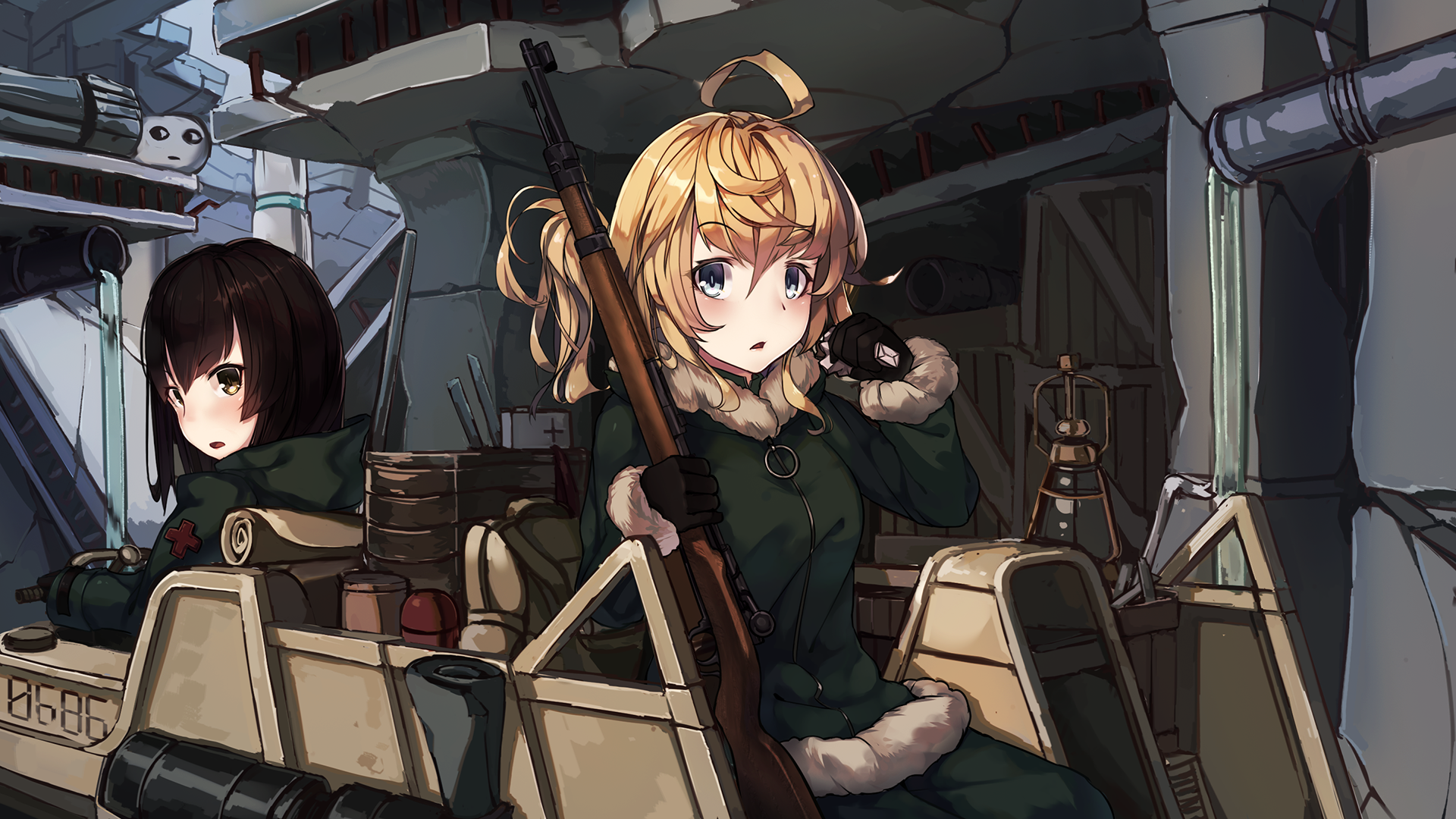 Yuuri and companion from Girls Last Tour HD Wallpaper