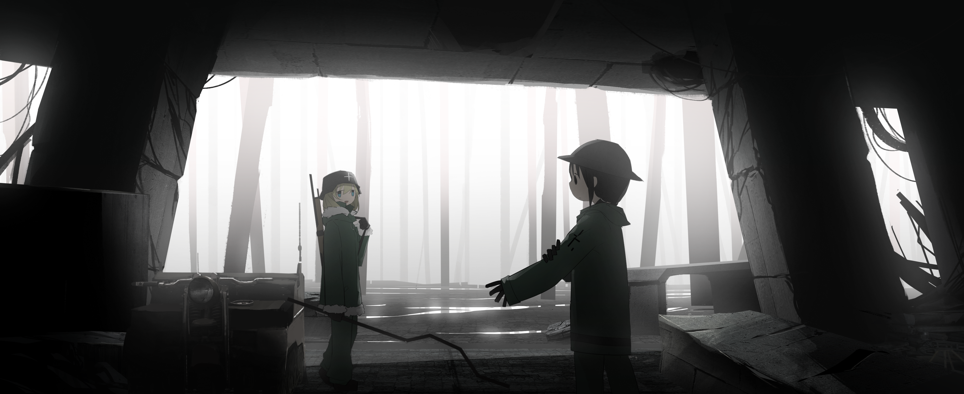Yuuri from Girls Last Tour in a ruined forest HD Wallpaper