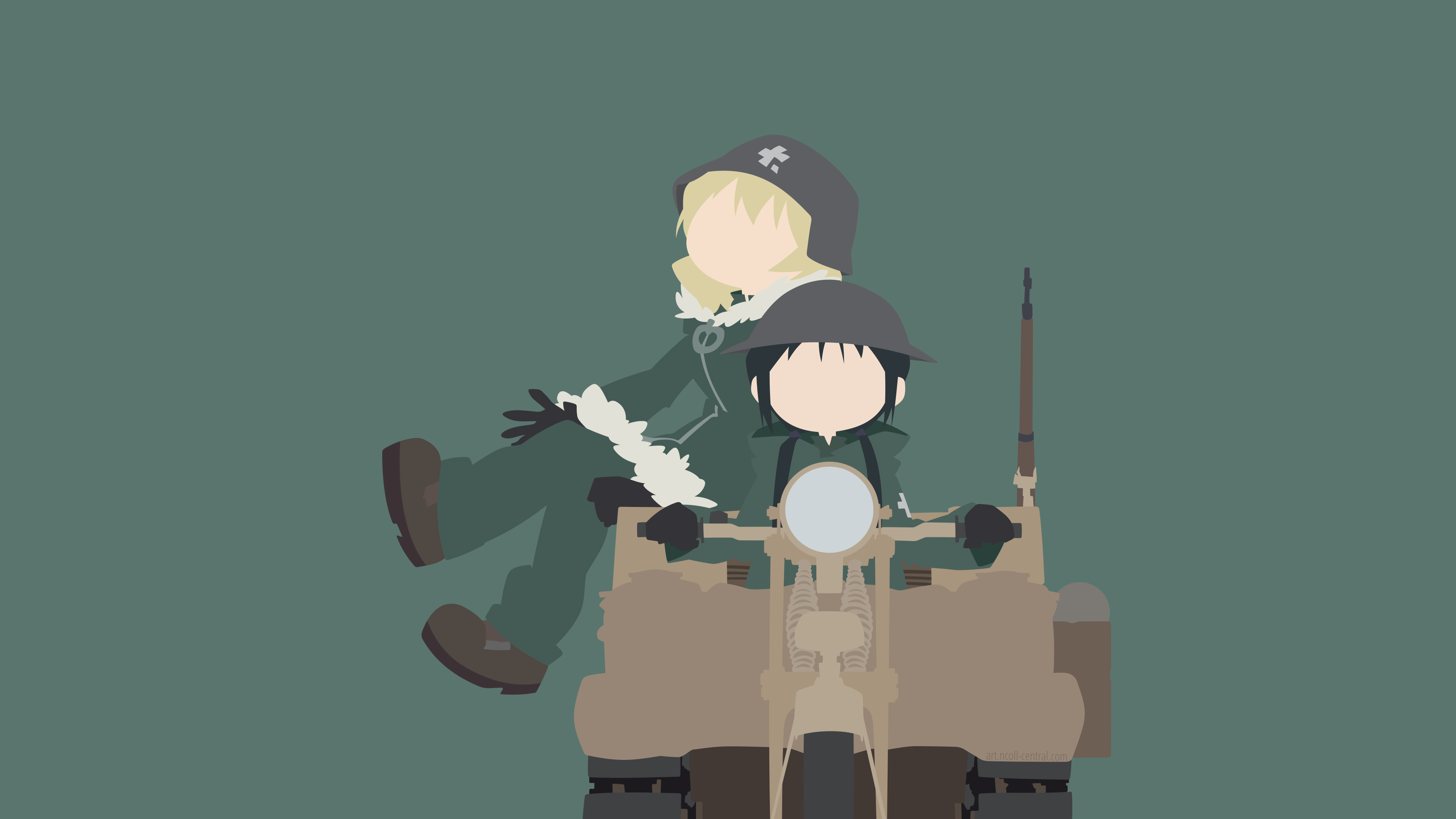 Yuuri and Chito from Girls Last Tour on a motorcycle HD Wallpaper