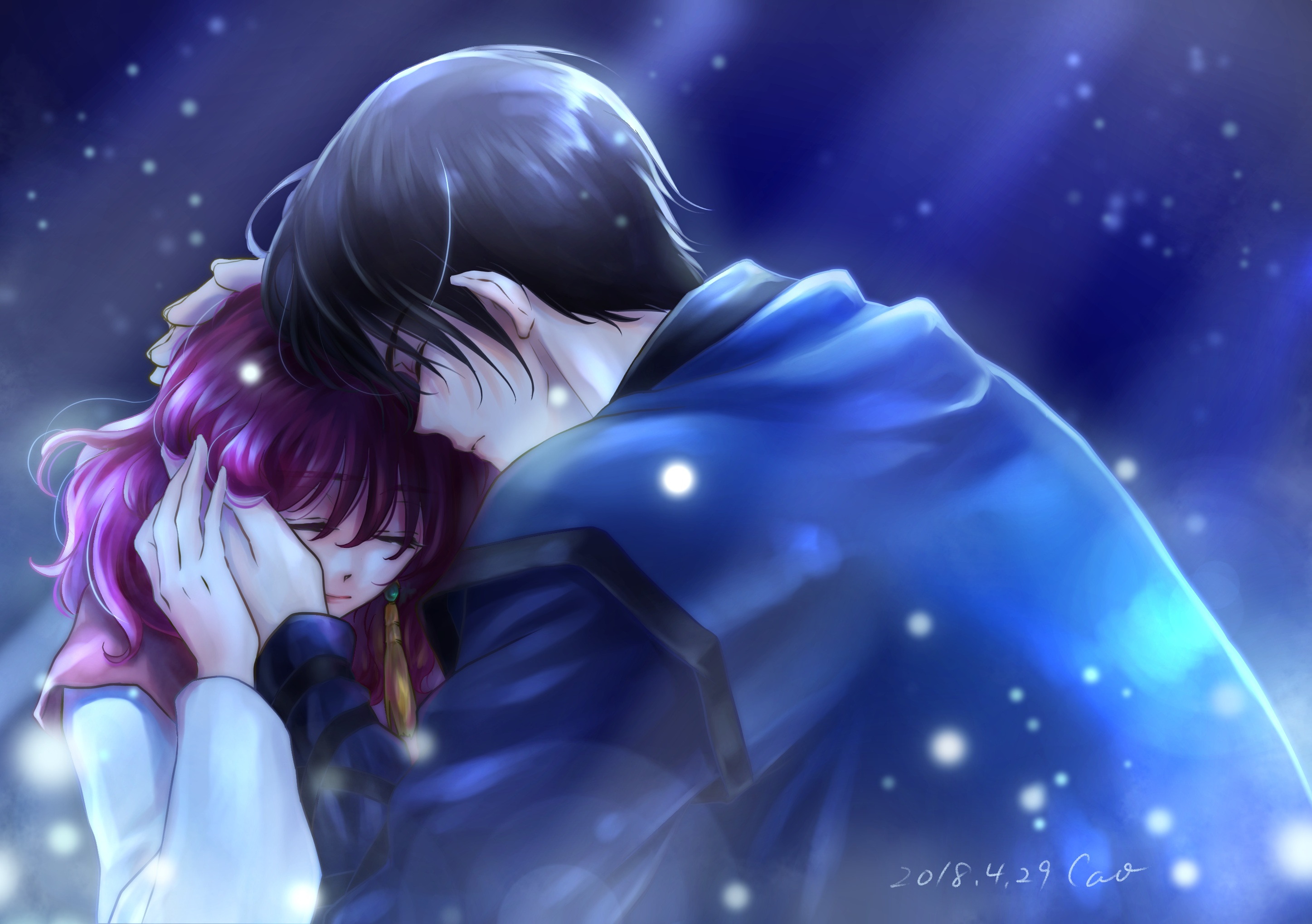 Yona of the Dawn couple embracing HD Wallpaper