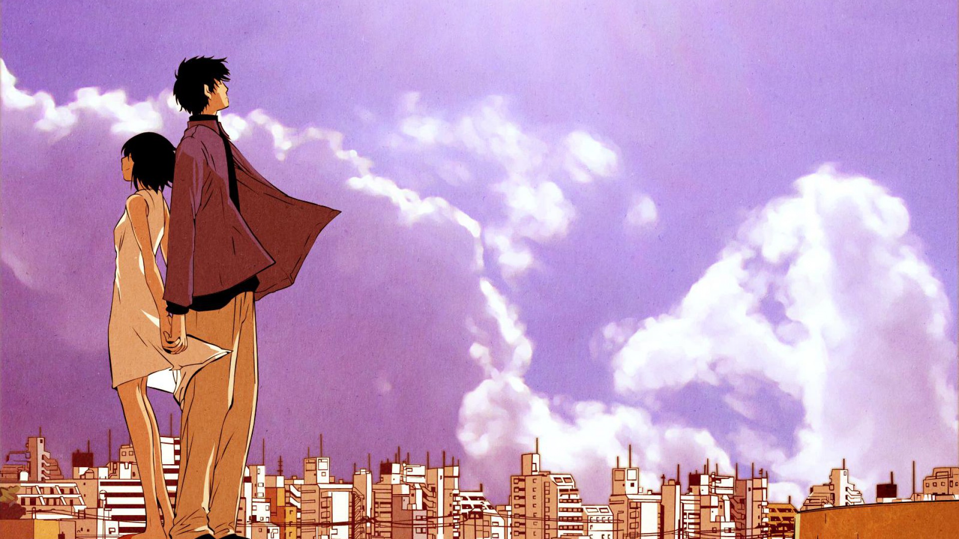 Misaki Nakahara standing on a rooftop HD Wallpaper
