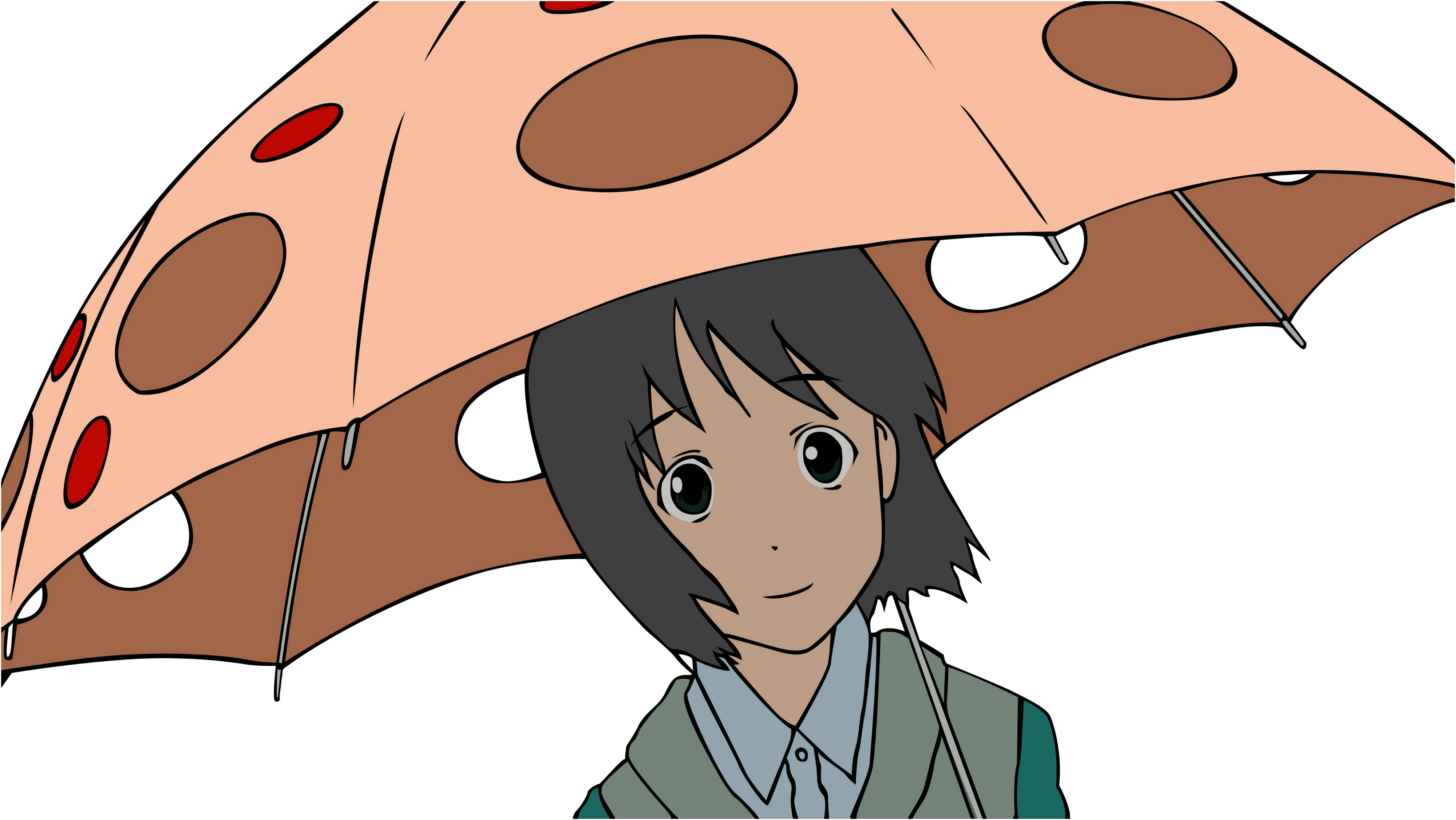 Misaki Nakahara with a polka dot umbrella HD Wallpaper