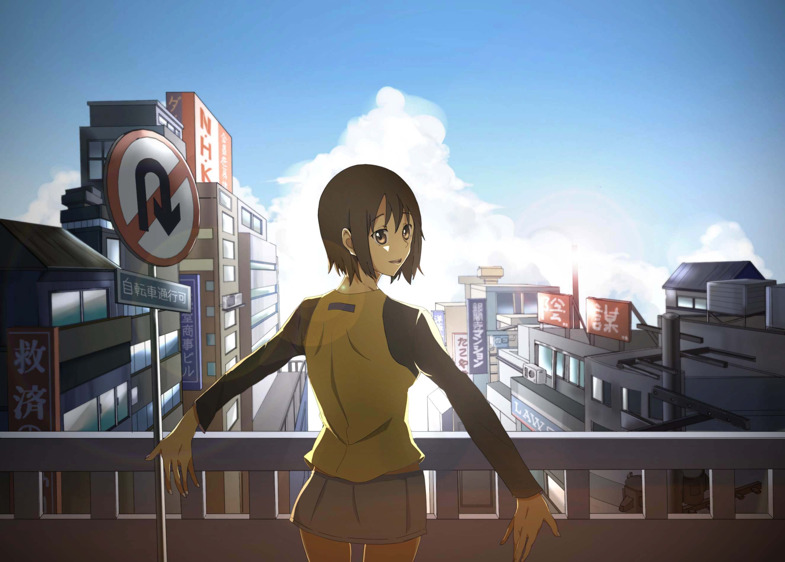 Misaki Nakahara in a city HD Wallpaper